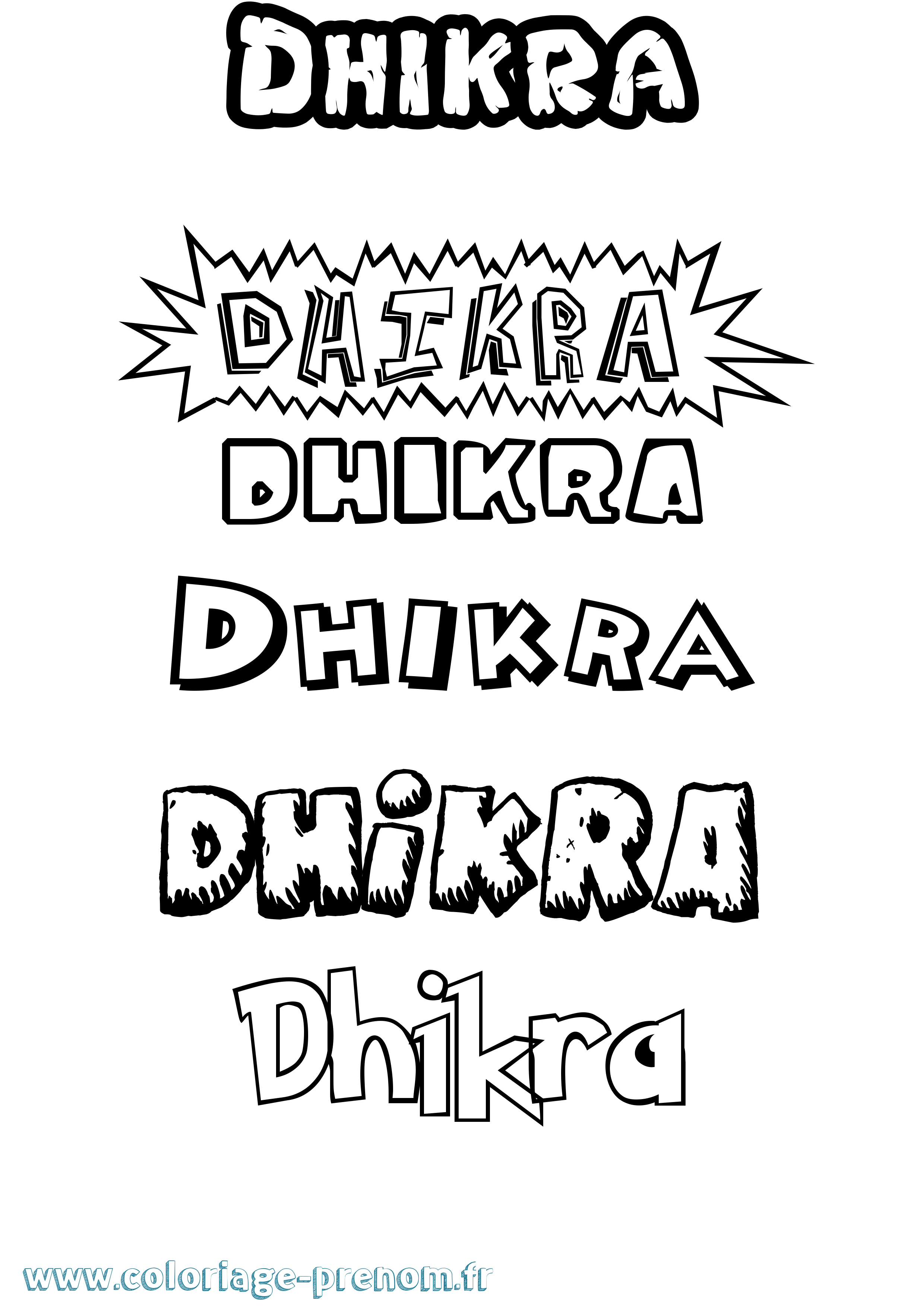 Coloriage Dhikra Dessin Animé Coloriage prénom Dhikra Dessin Animé