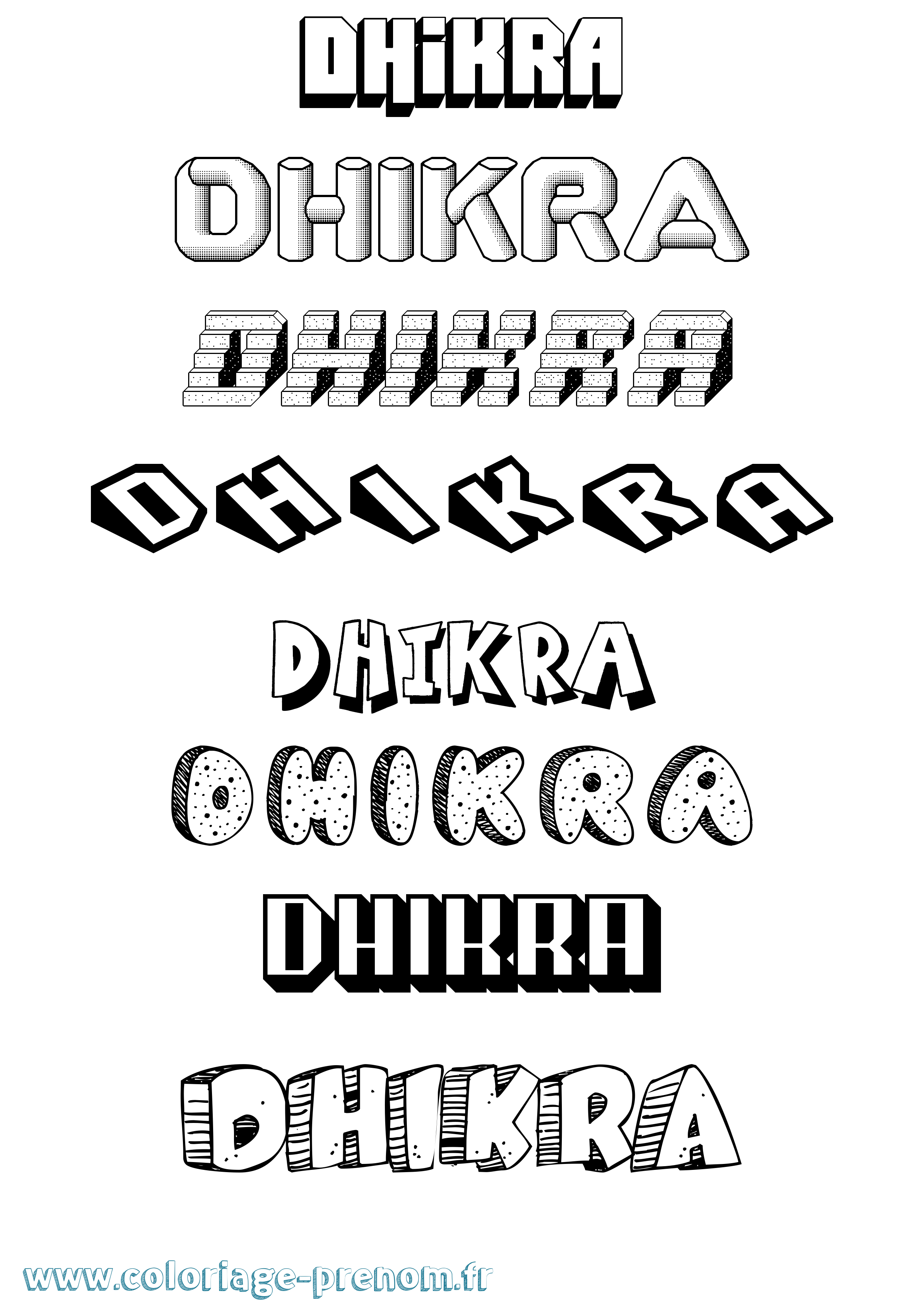 Coloriage Dhikra Effet 3D Coloriage prénom Dhikra Effet 3D