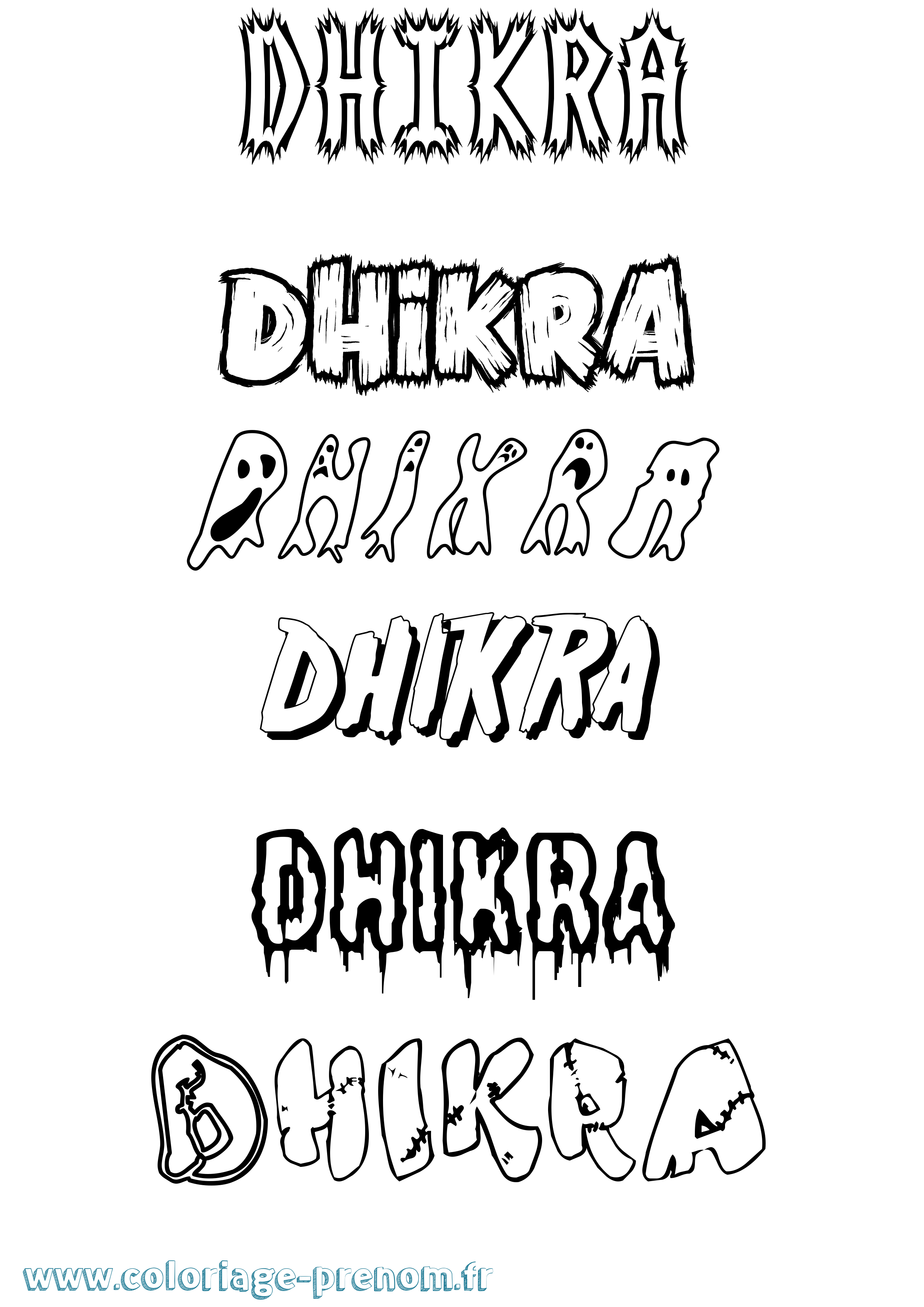 Coloriage Dhikra Frisson Coloriage prénom Dhikra Frisson