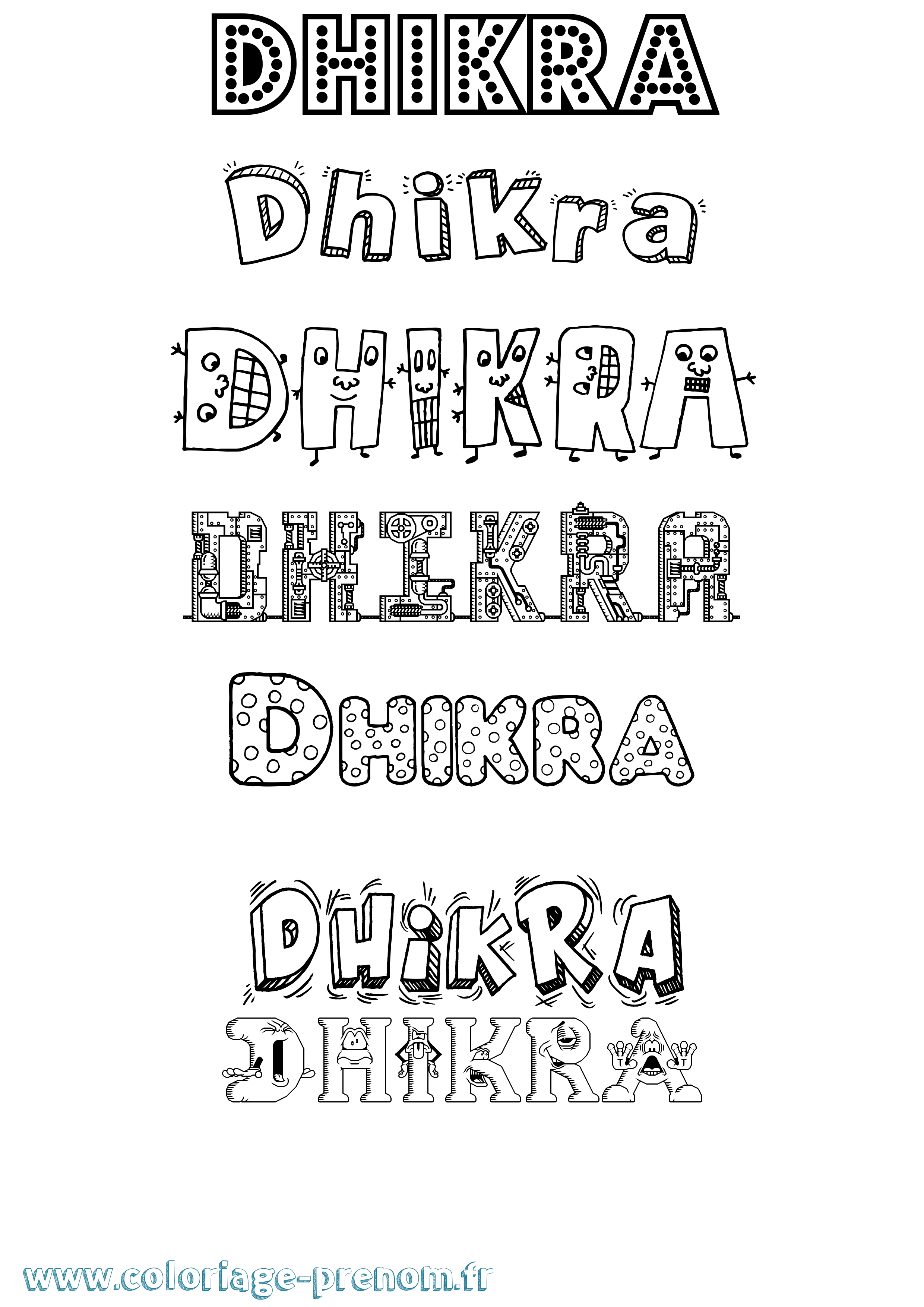 Coloriage Dhikra Fun Coloriage prénom Dhikra Fun
