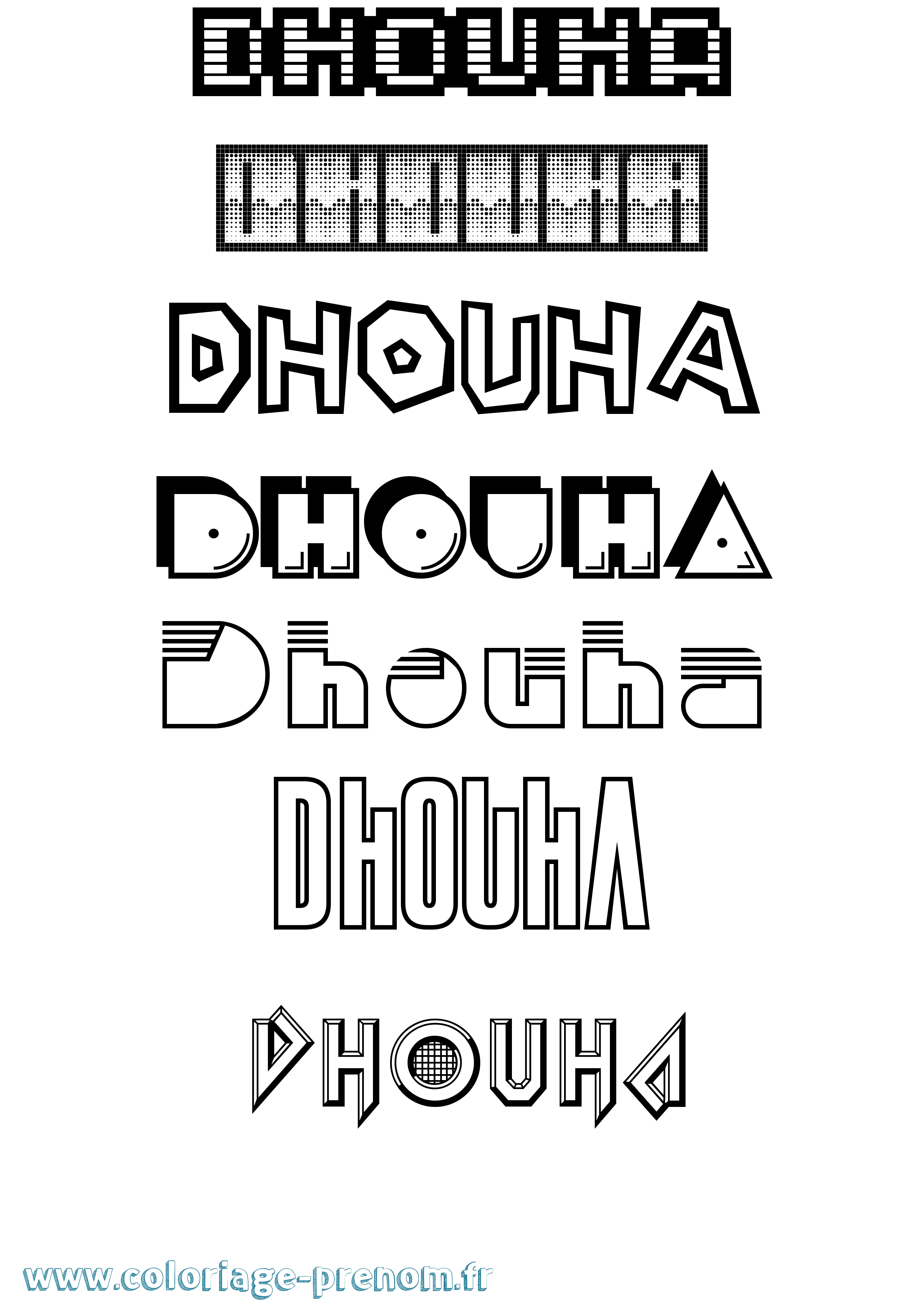 Coloriage Dhouha Jeux Vidéos Coloriage prénom Dhouha Jeux Vidéos