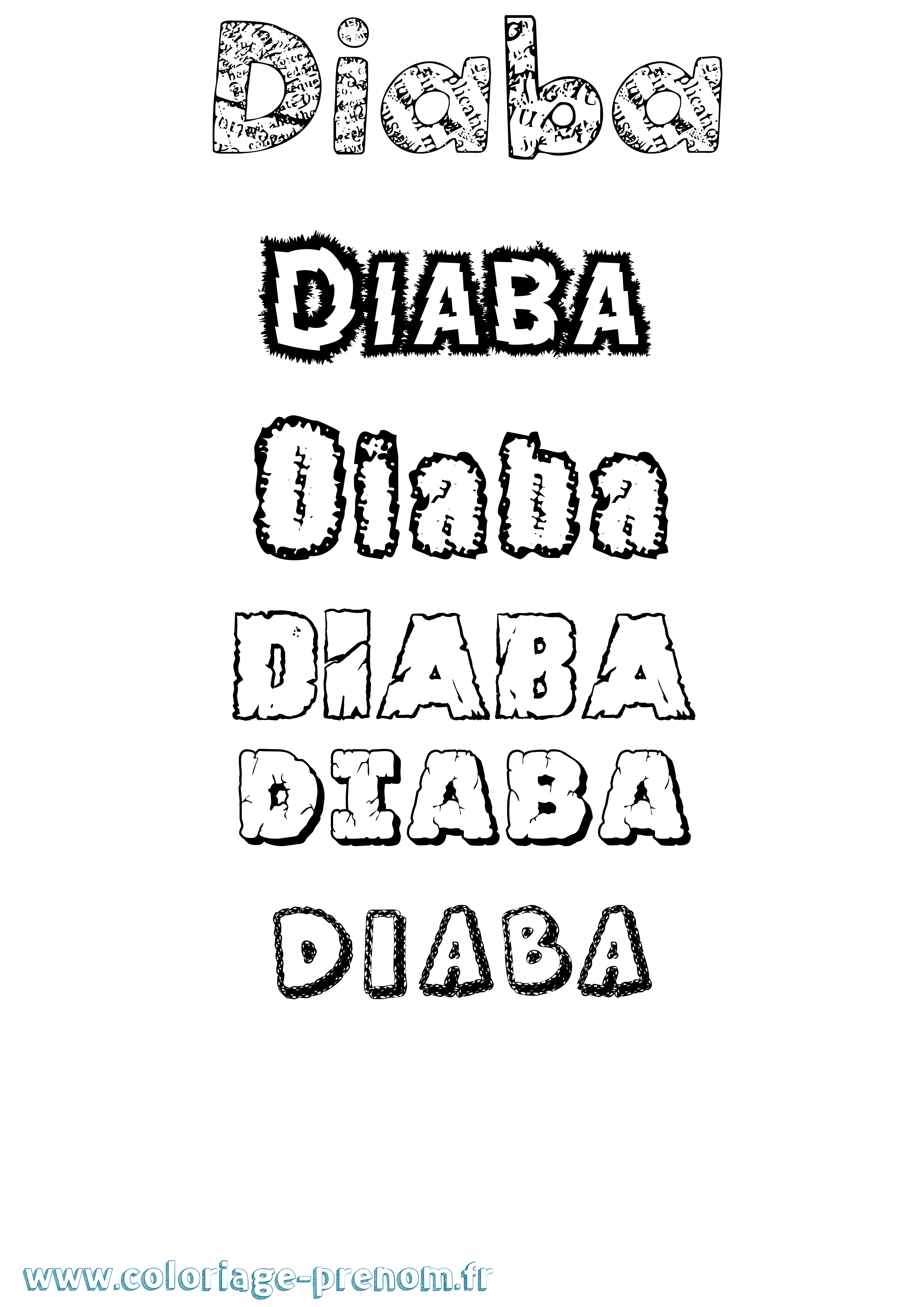 Coloriage Diaba Destructuré Coloriage prénom Diaba Destructuré