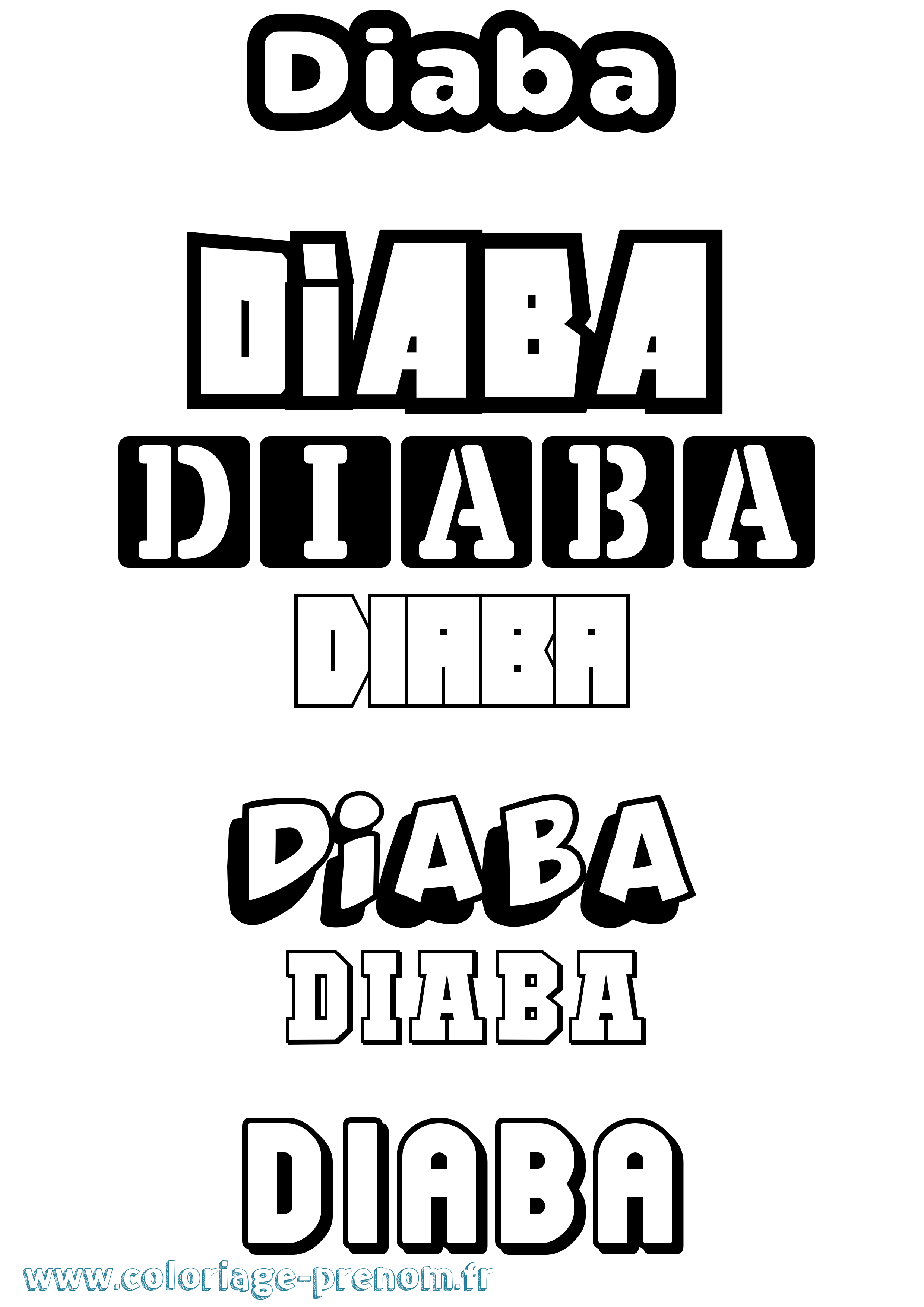 Coloriage Diaba Simple Coloriage prénom Diaba Simple