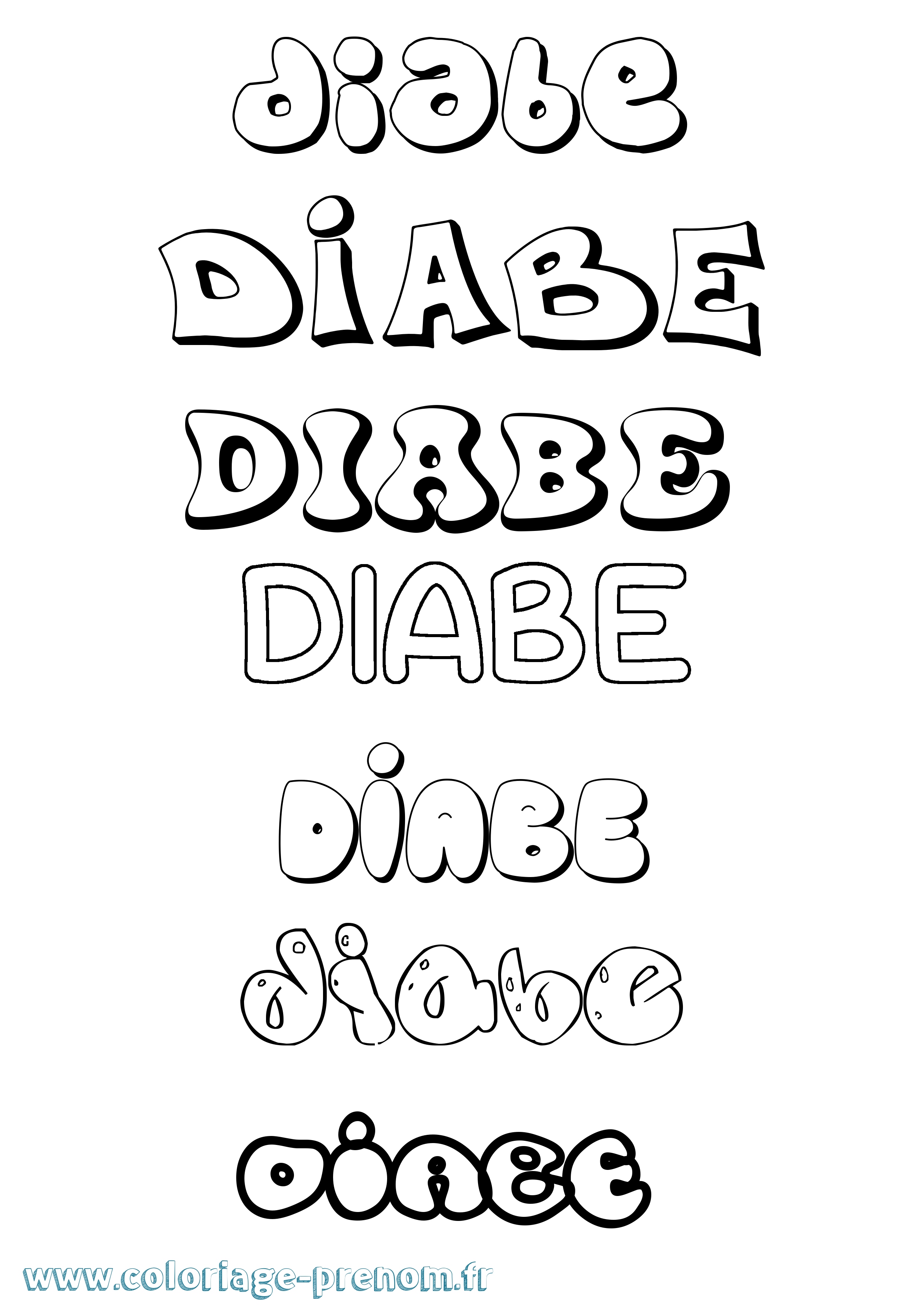 Coloriage Diabe Bubble Coloriage prénom Diabe Bubble