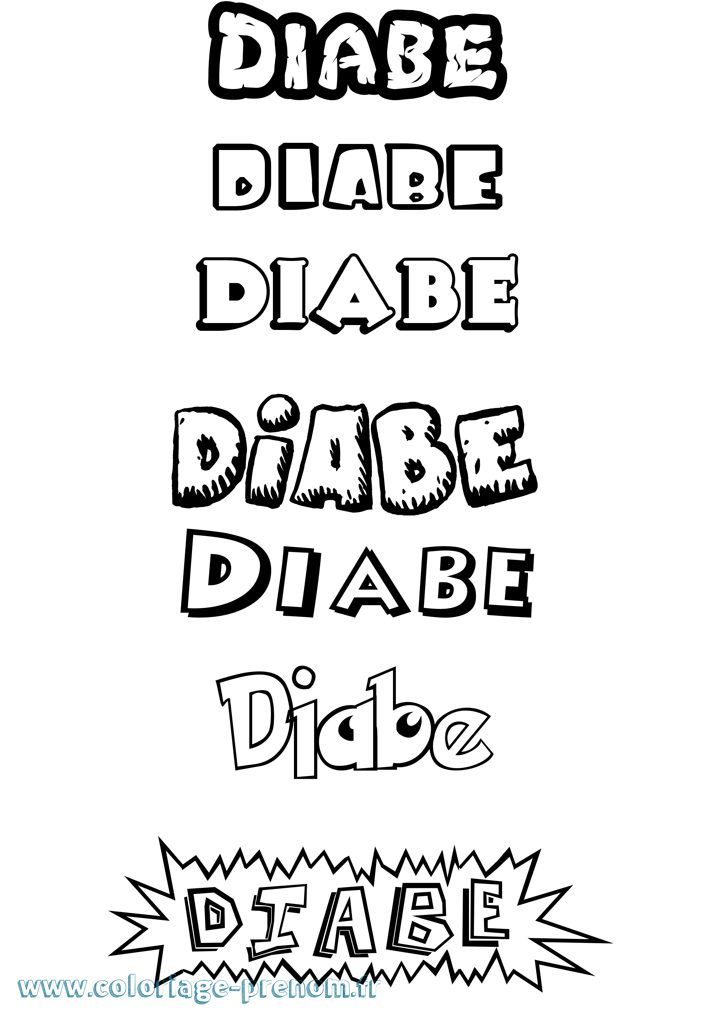 Coloriage Diabe Dessin Animé Coloriage prénom Diabe Dessin Animé