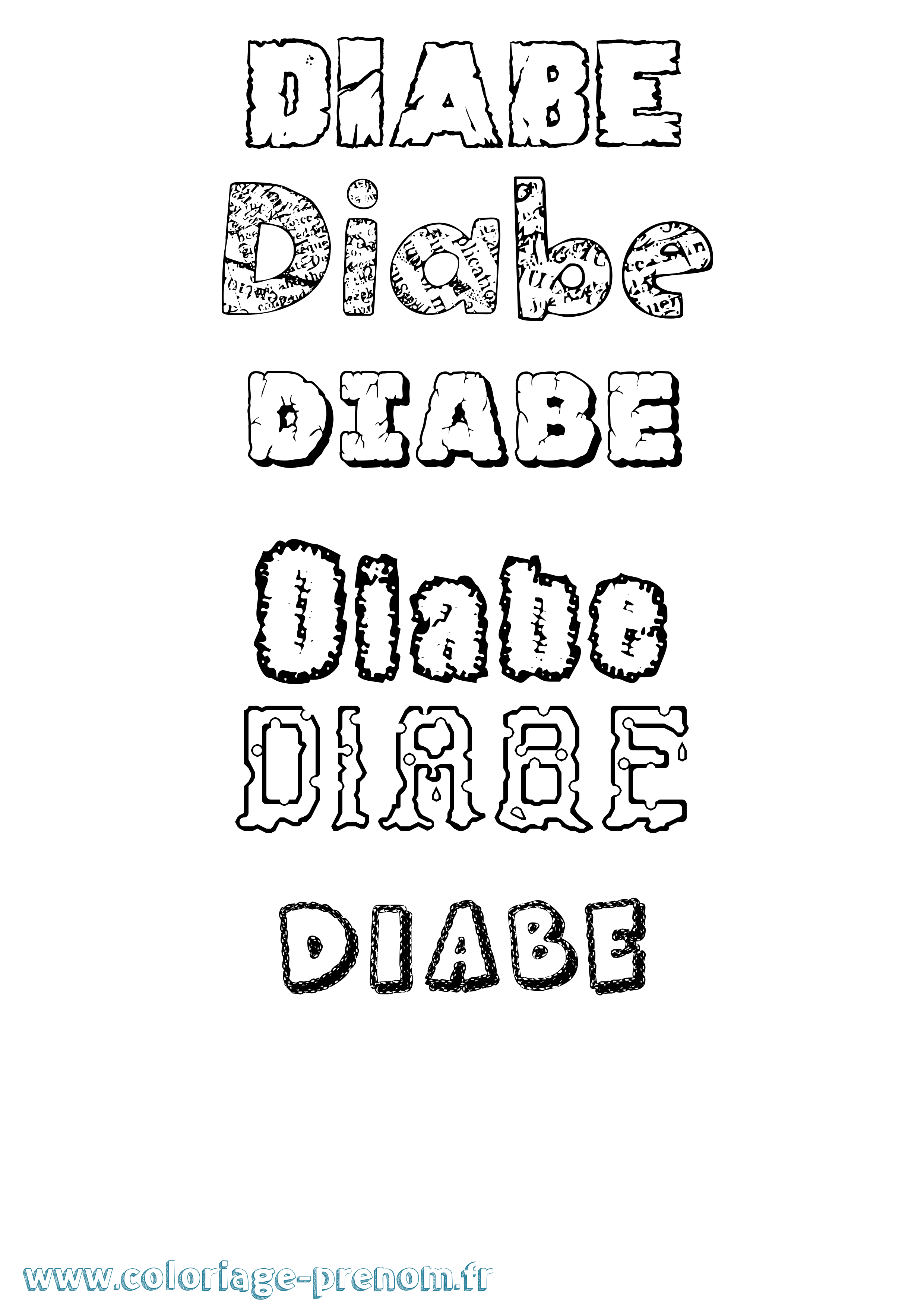 Coloriage Diabe Destructuré Coloriage prénom Diabe Destructuré