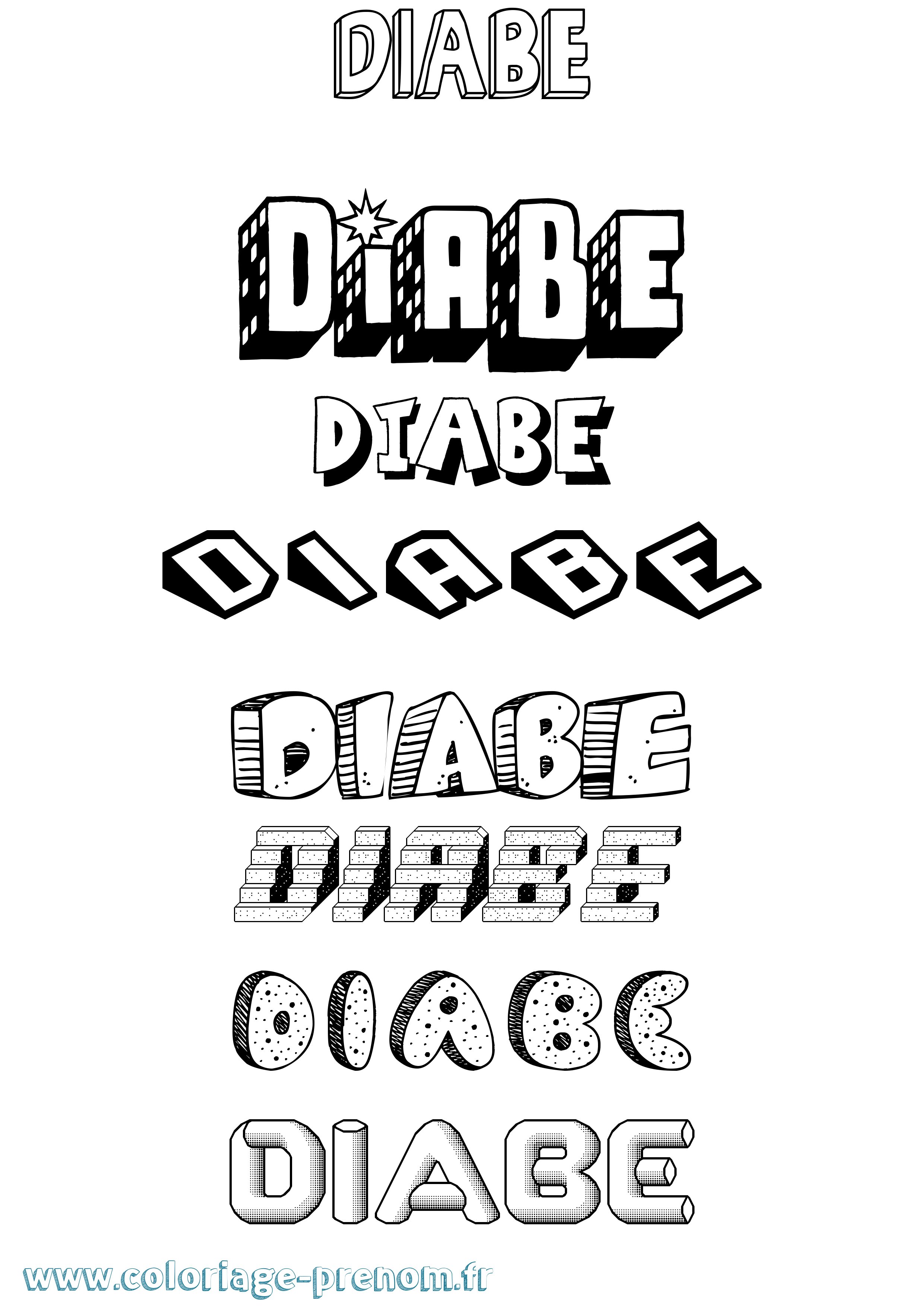 Coloriage Diabe Effet 3D Coloriage prénom Diabe Effet 3D
