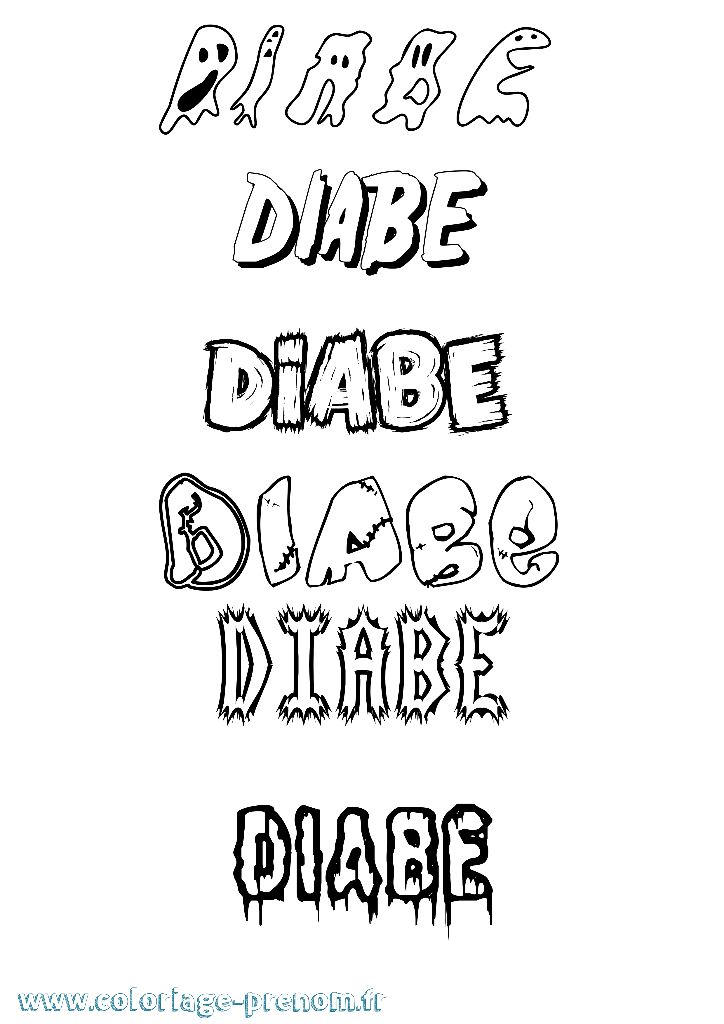 Coloriage Diabe Frisson Coloriage prénom Diabe Frisson