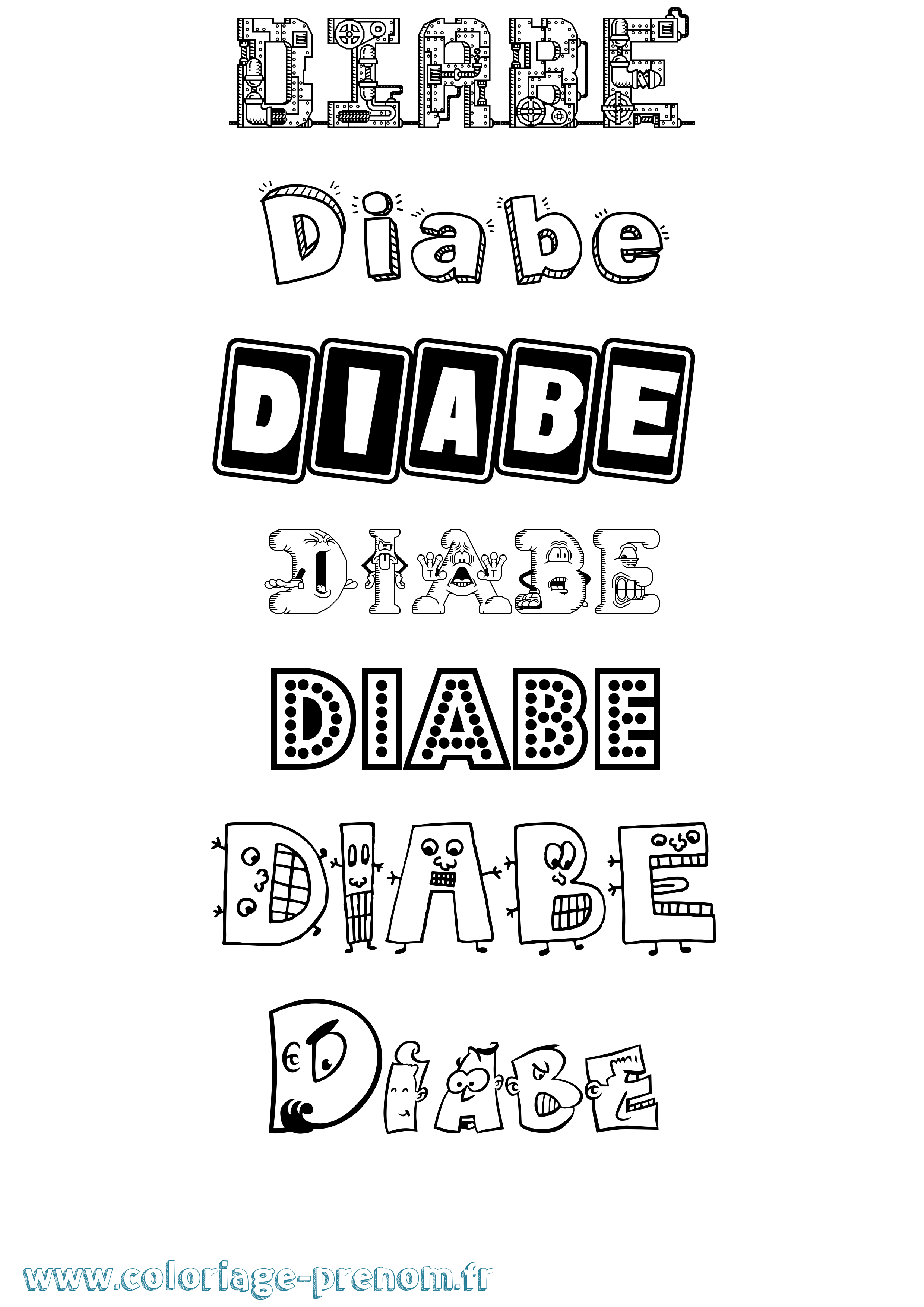 Coloriage Diabe Fun Coloriage prénom Diabe Fun