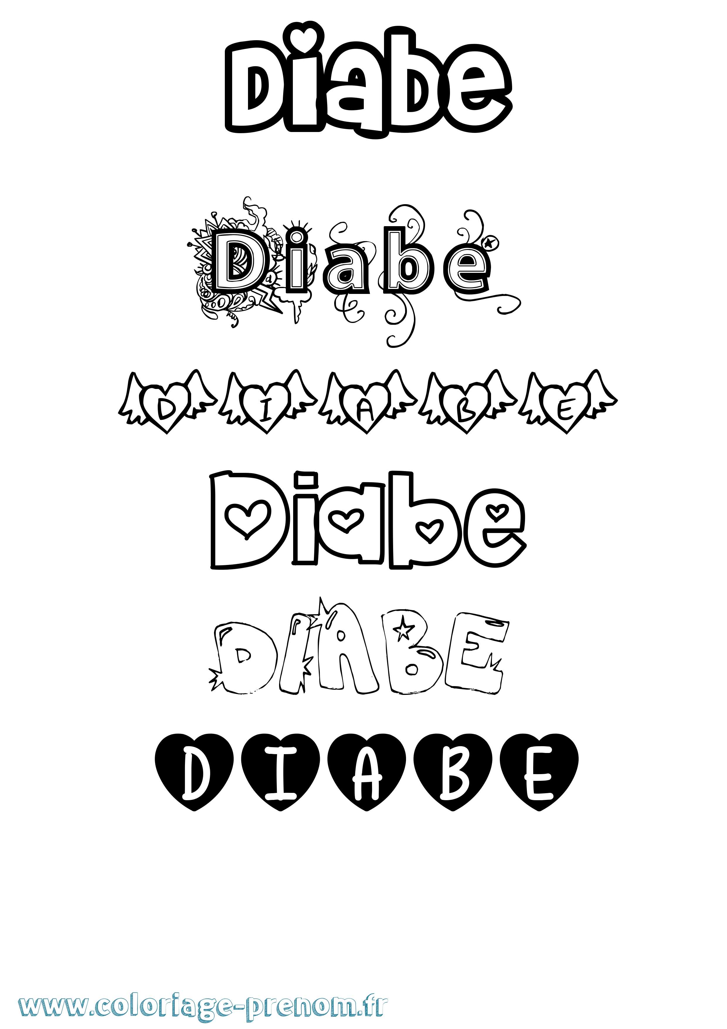 Coloriage Diabe Girly Coloriage prénom Diabe Girly