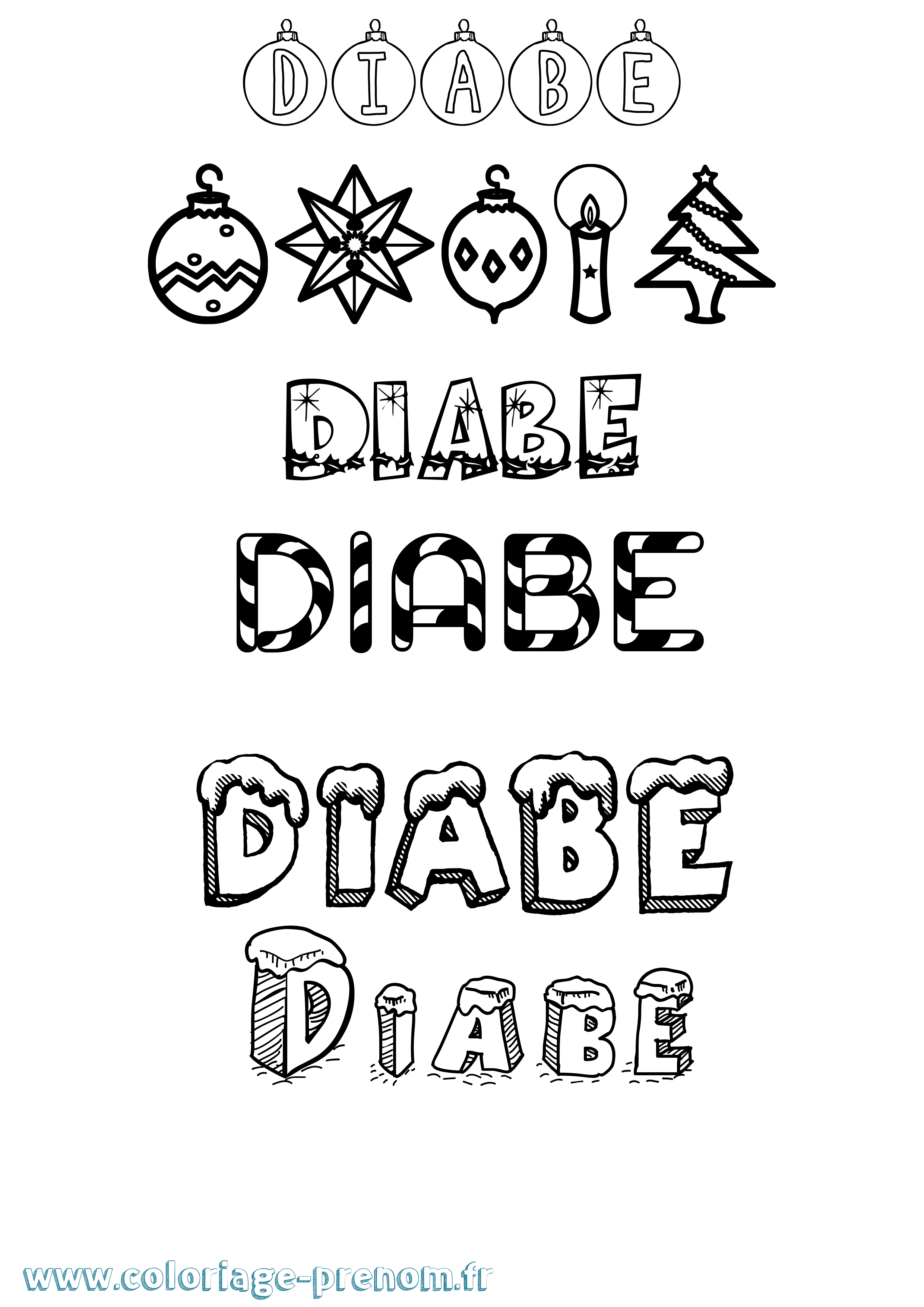 Coloriage Diabe Noël Coloriage prénom Diabe Noël