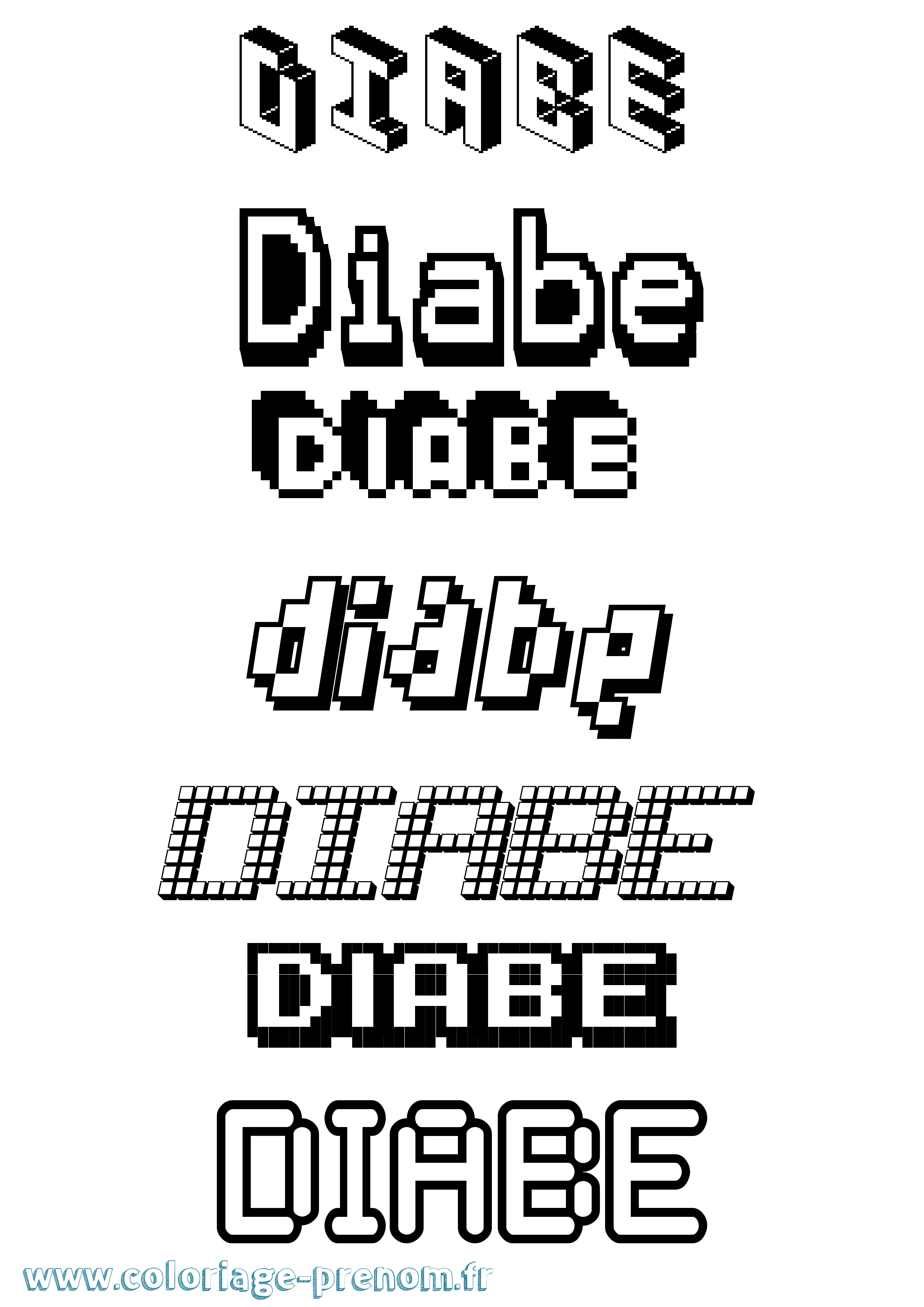 Coloriage Diabe Pixel Coloriage prénom Diabe Pixel