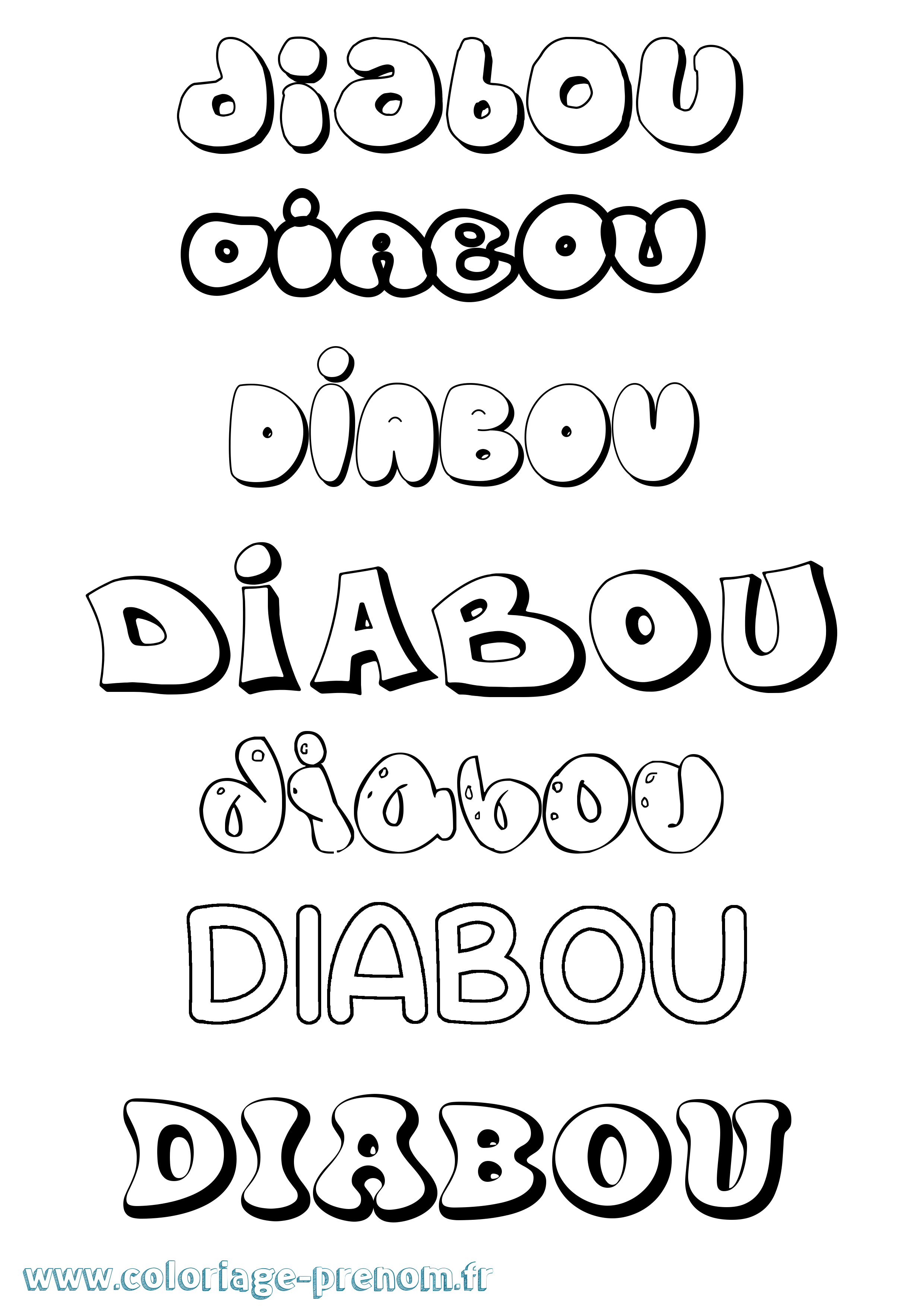 Coloriage Diabou Bubble Coloriage prénom Diabou Bubble