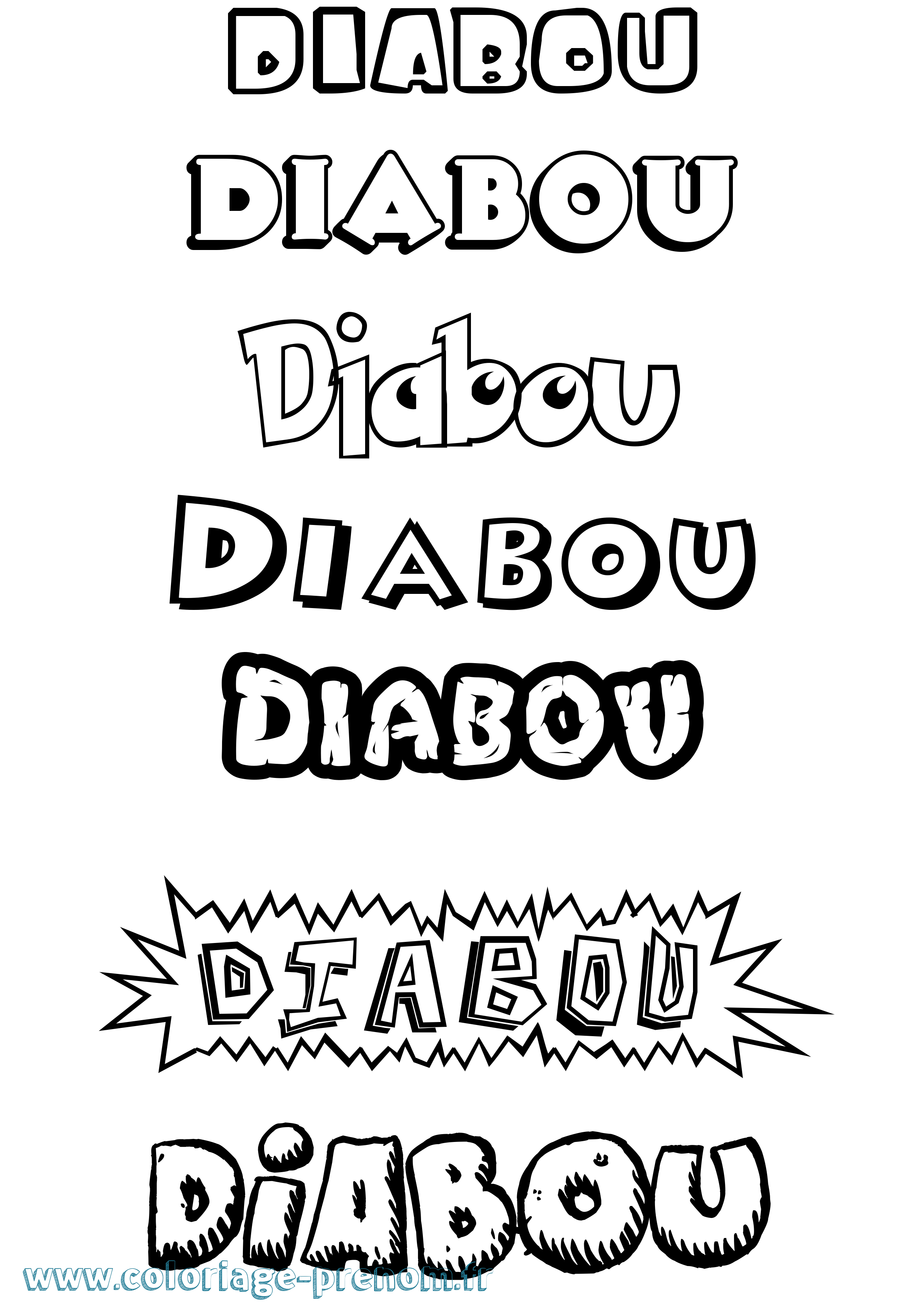 Coloriage Diabou Dessin Animé Coloriage prénom Diabou Dessin Animé