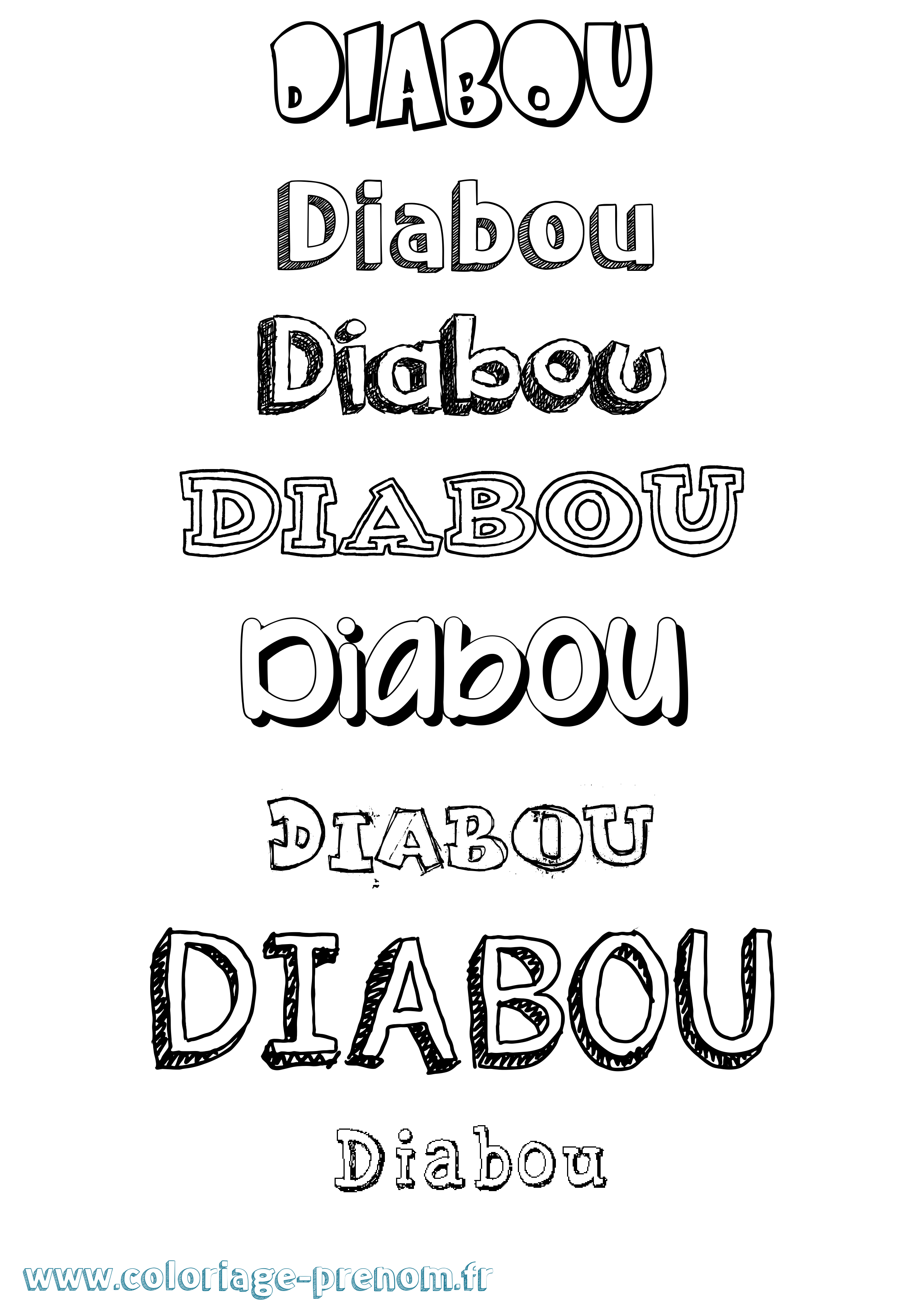 Coloriage Diabou Dessiné Coloriage prénom Diabou Dessiné