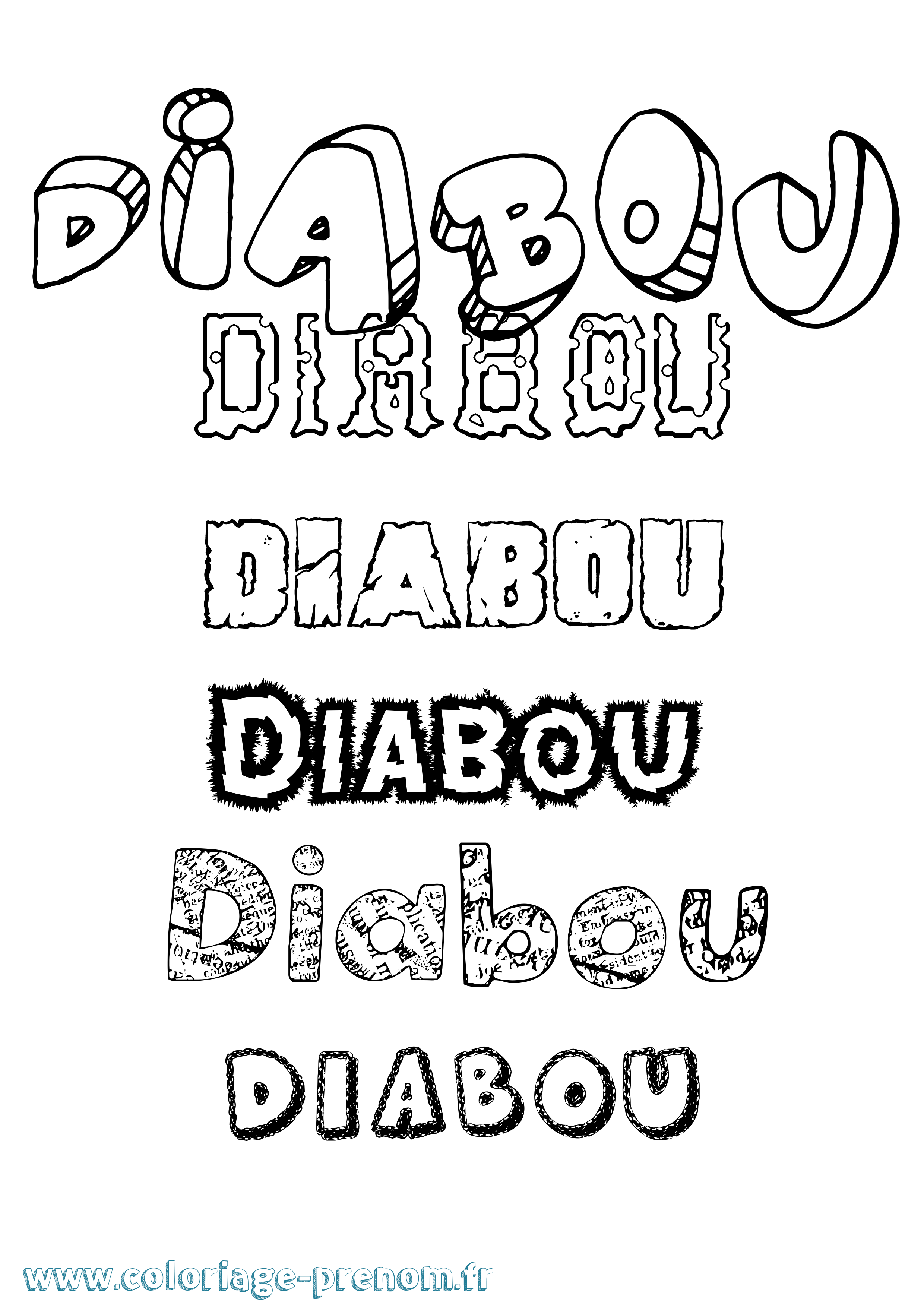 Coloriage Diabou Destructuré Coloriage prénom Diabou Destructuré