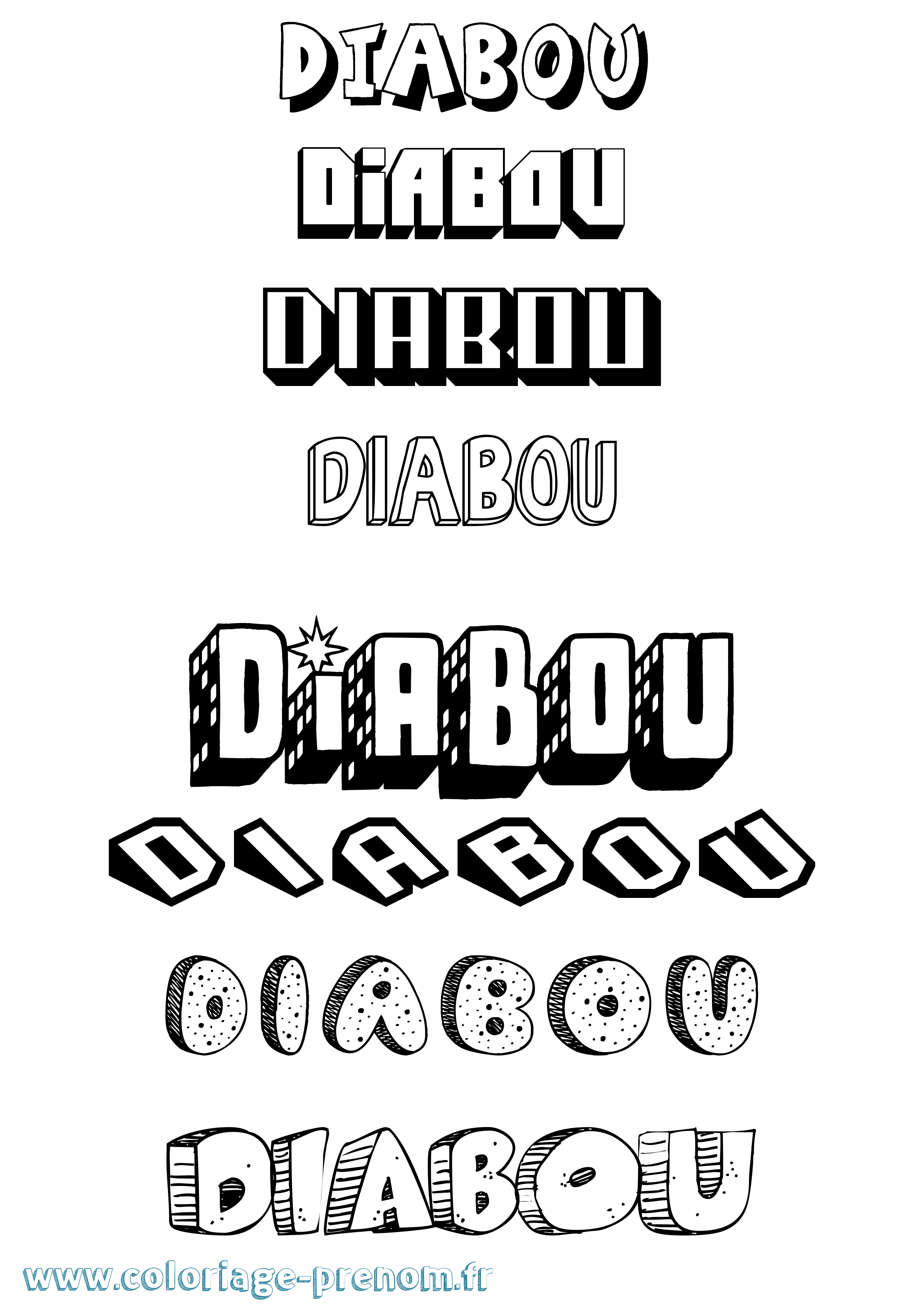 Coloriage Diabou Effet 3D Coloriage prénom Diabou Effet 3D