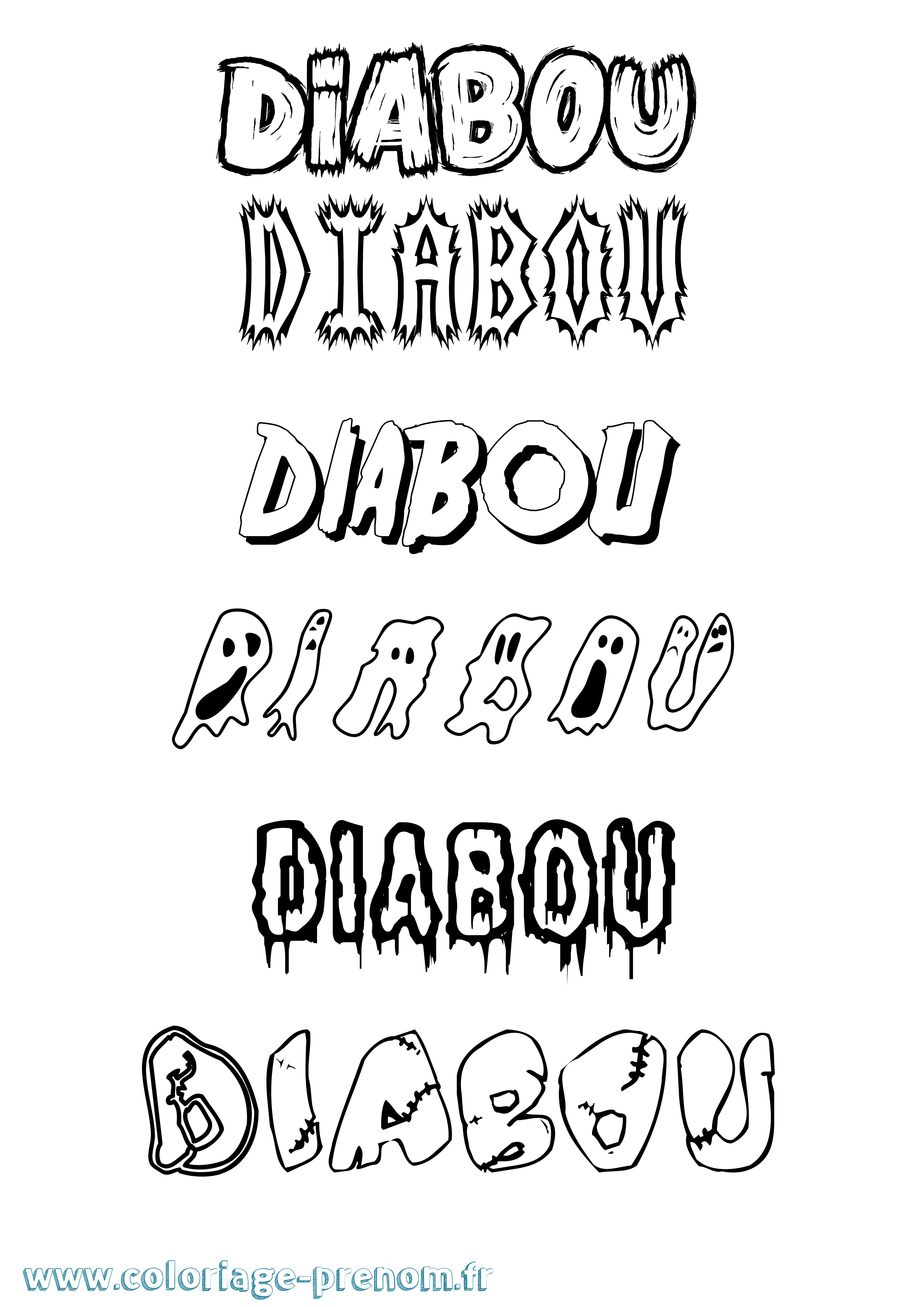 Coloriage Diabou Frisson Coloriage prénom Diabou Frisson