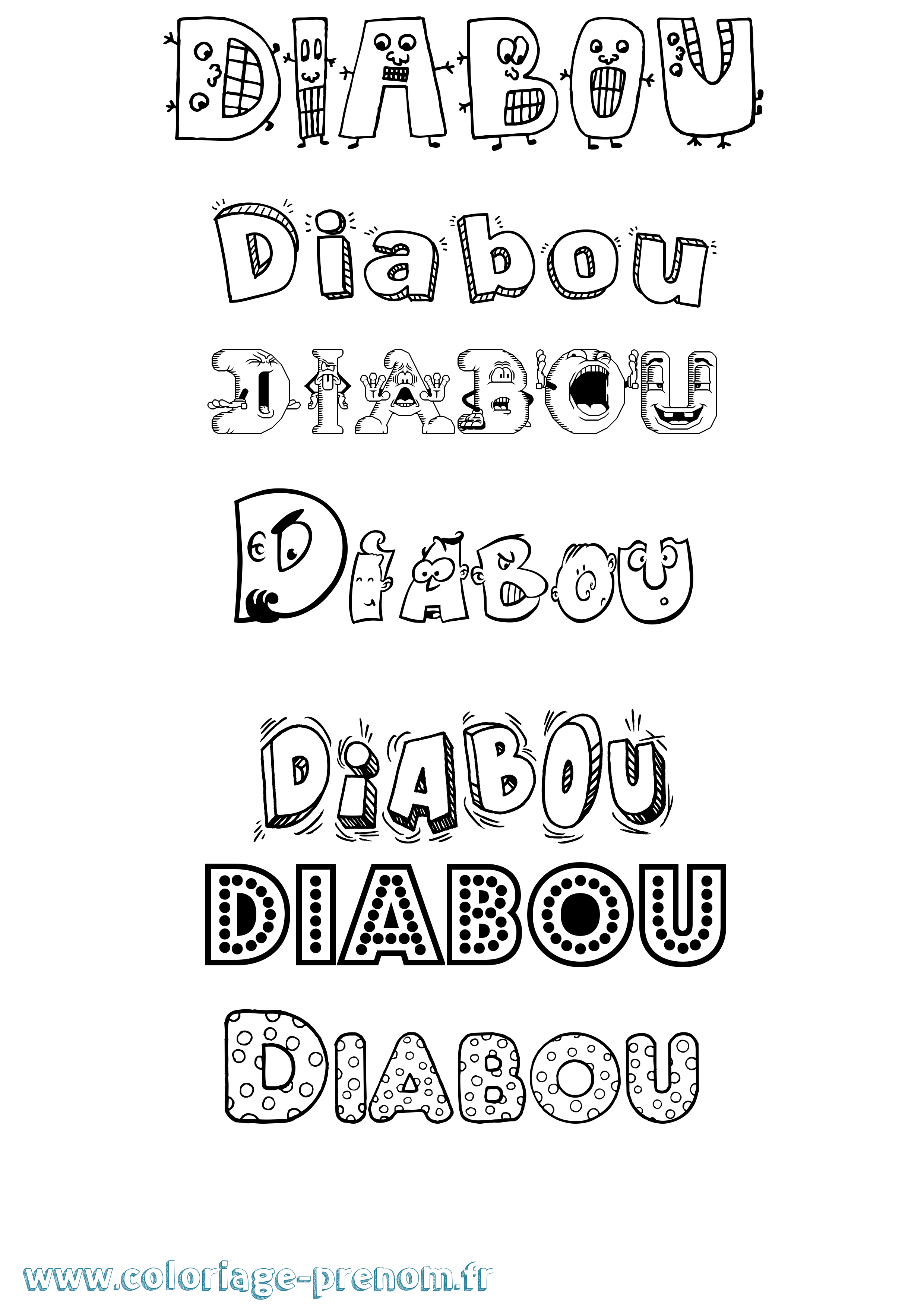 Coloriage Diabou Fun Coloriage prénom Diabou Fun