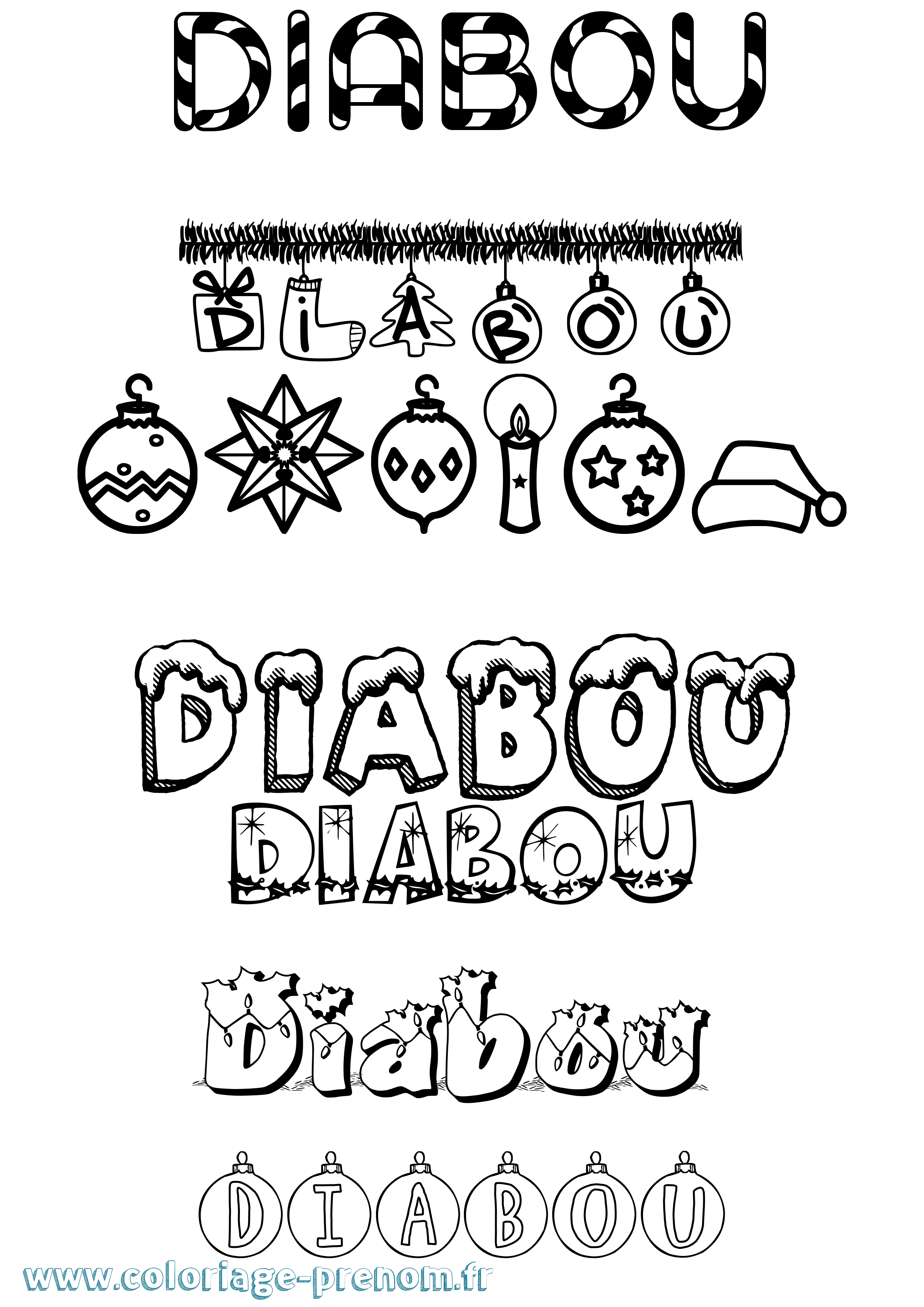 Coloriage Diabou Noël Coloriage prénom Diabou Noël