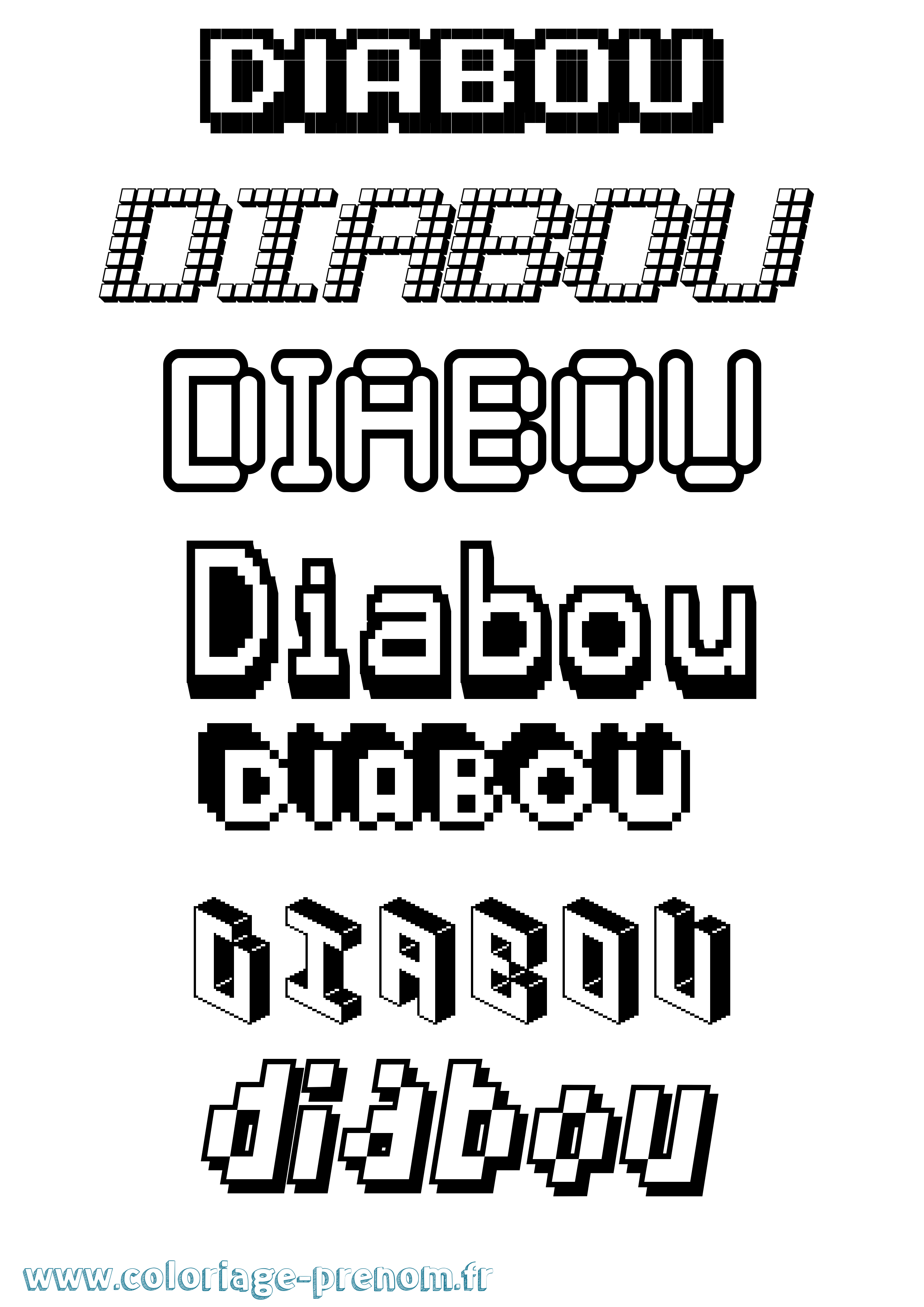 Coloriage Diabou Pixel Coloriage prénom Diabou Pixel