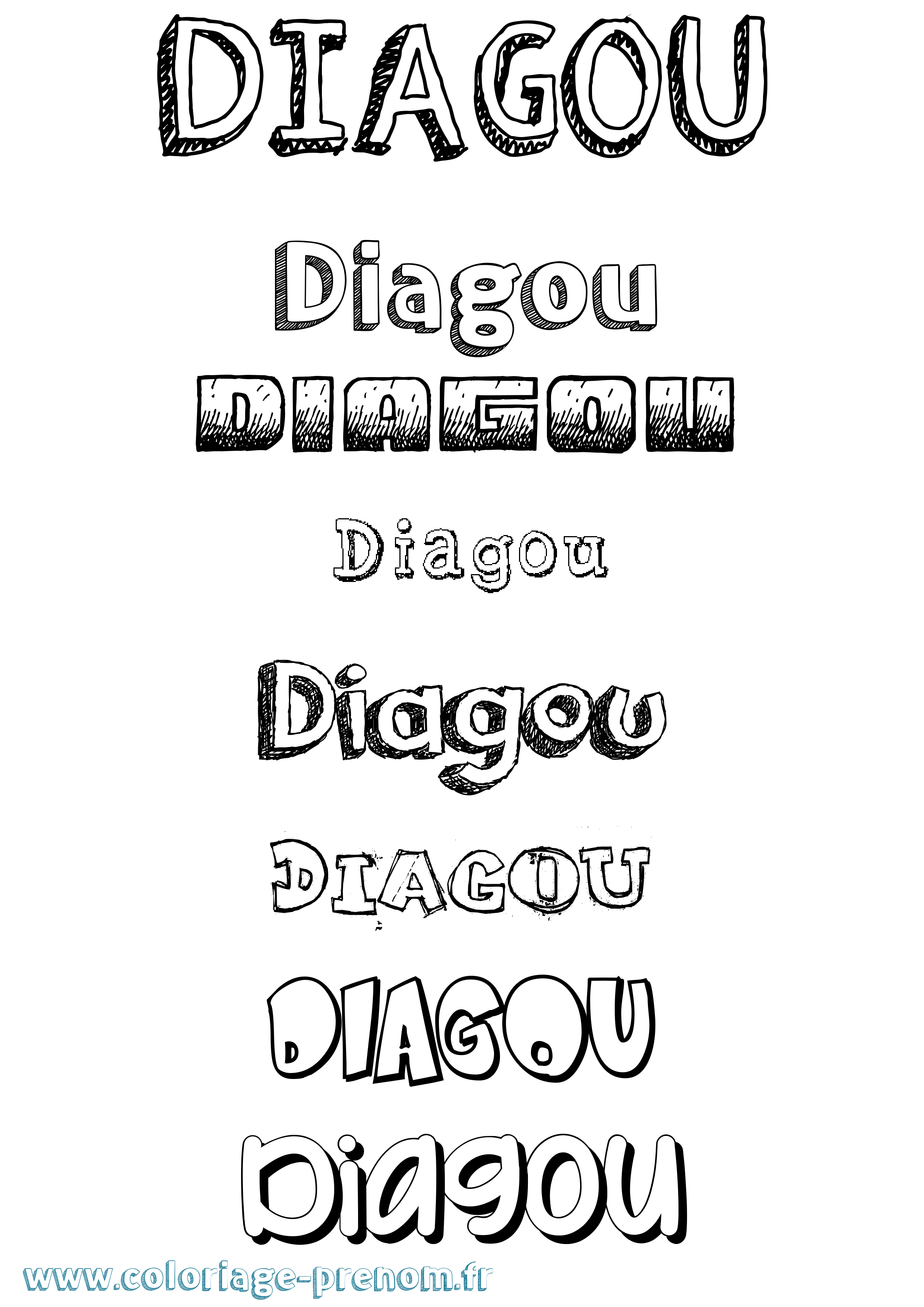 Coloriage Diagou Dessiné Coloriage prénom Diagou Dessiné