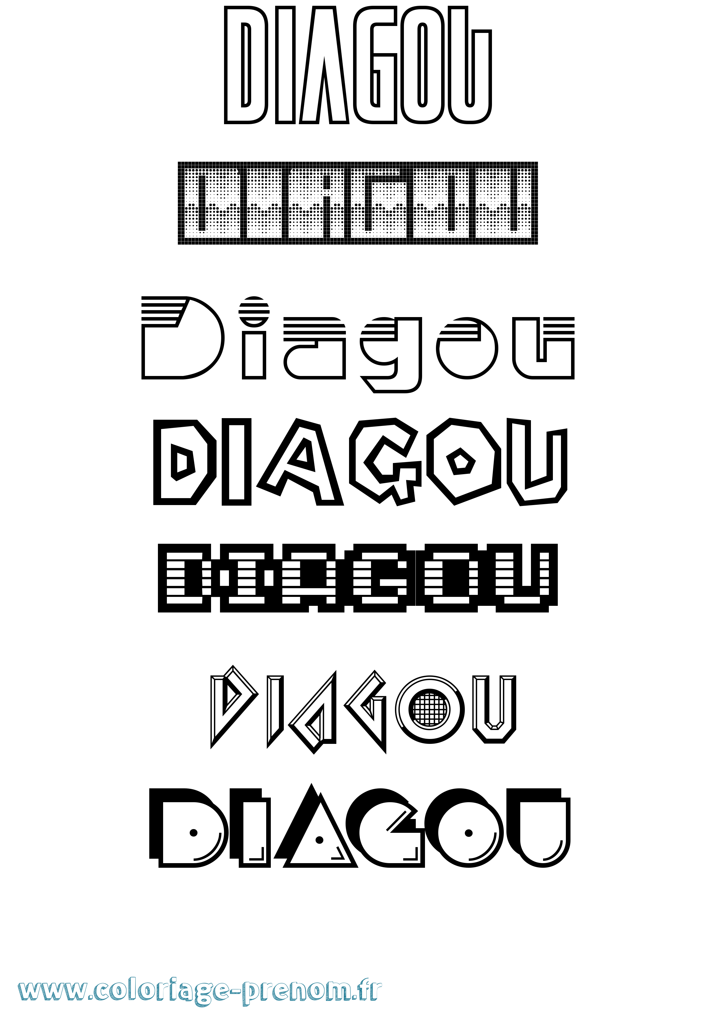 Coloriage Diagou Jeux Vidéos Coloriage prénom Diagou Jeux Vidéos