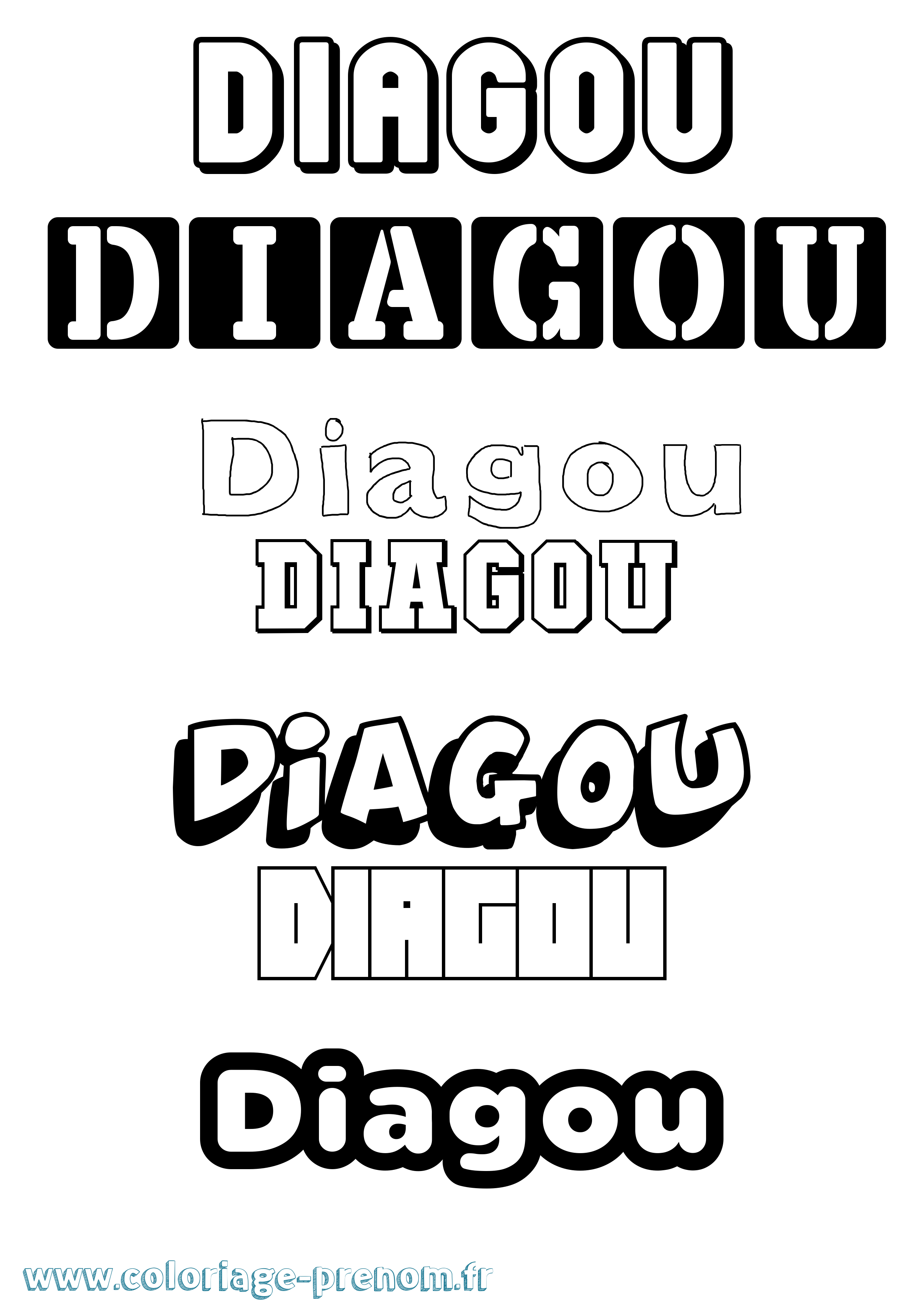 Coloriage Diagou Simple Coloriage prénom Diagou Simple