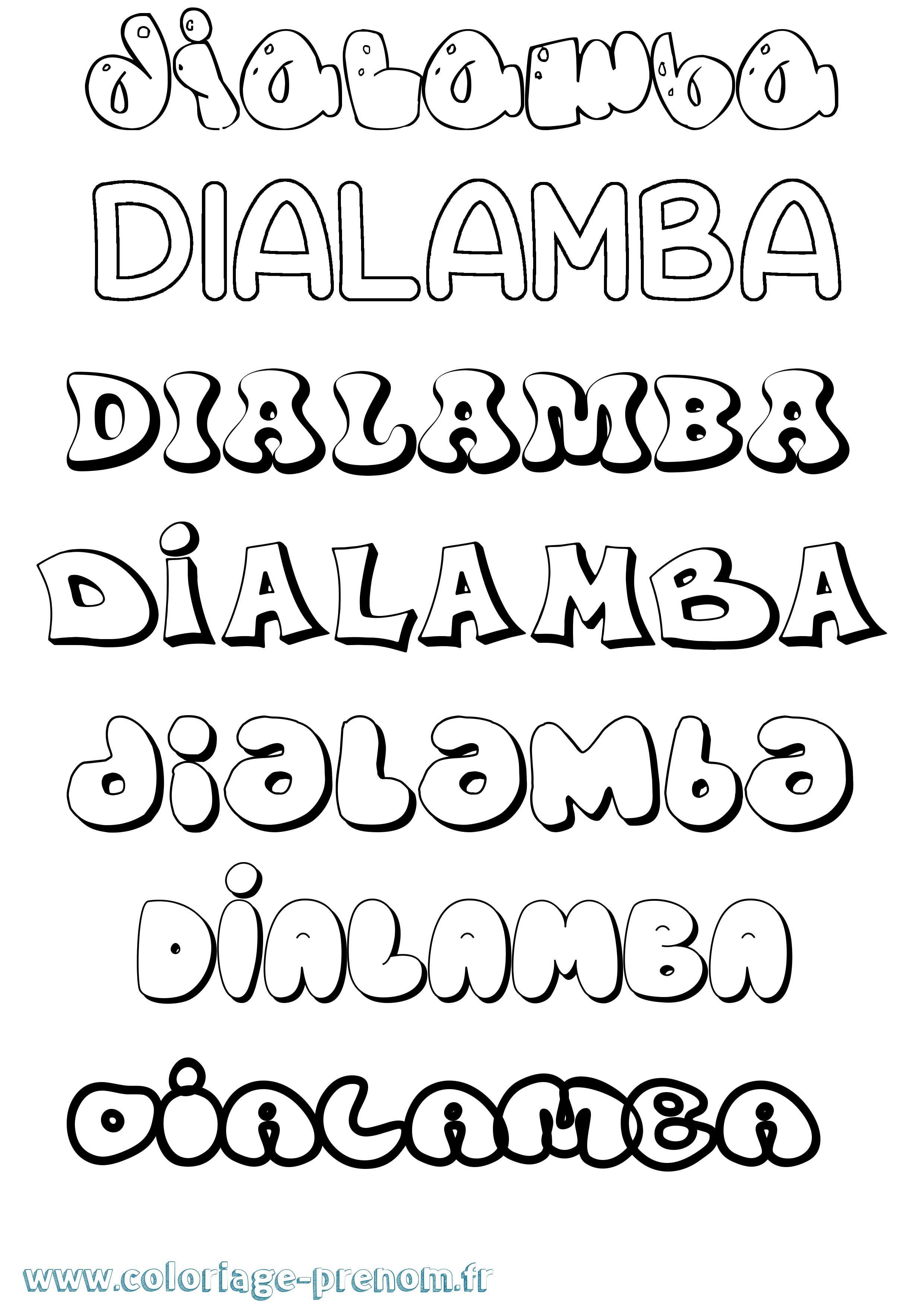 Coloriage Dialamba Bubble Coloriage prénom Dialamba Bubble