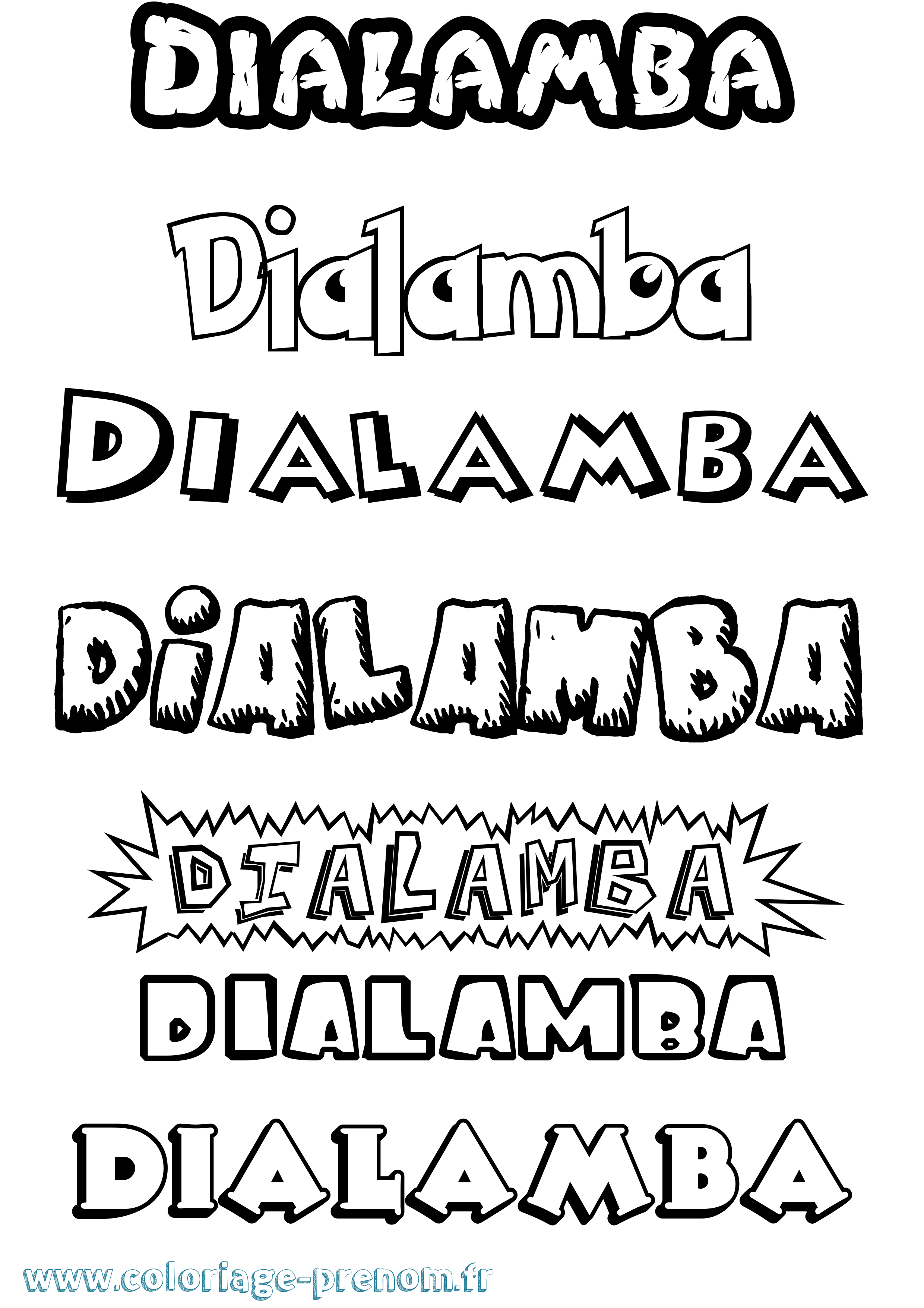 Coloriage Dialamba Dessin Animé Coloriage prénom Dialamba Dessin Animé