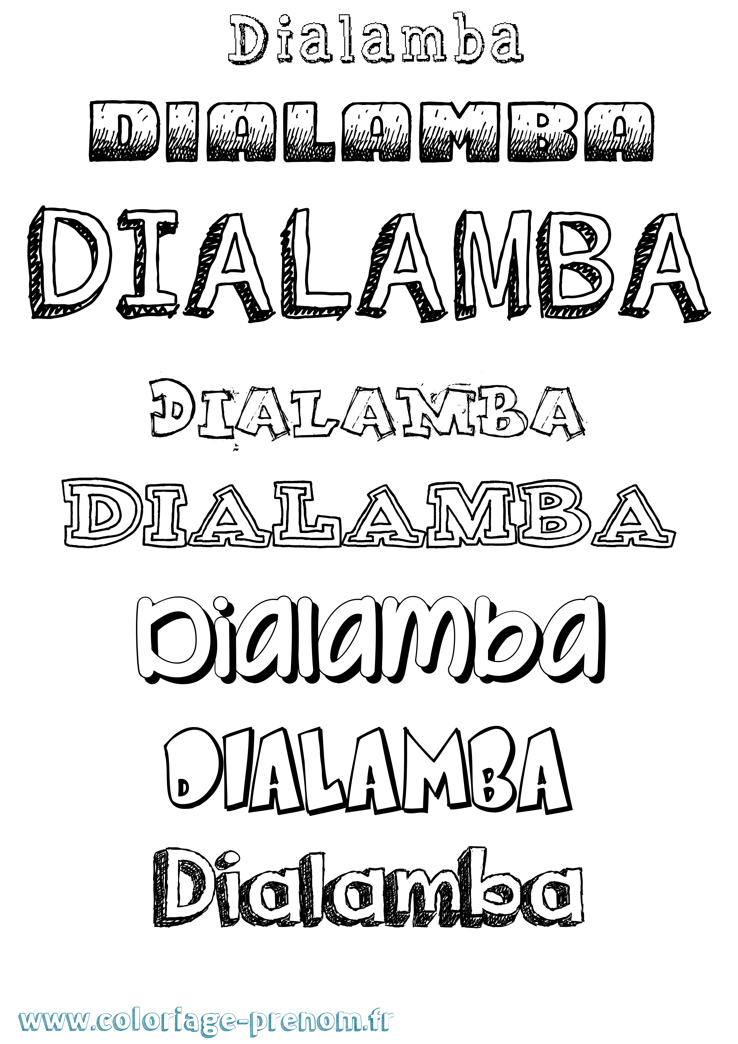 Coloriage Dialamba Dessiné Coloriage prénom Dialamba Dessiné