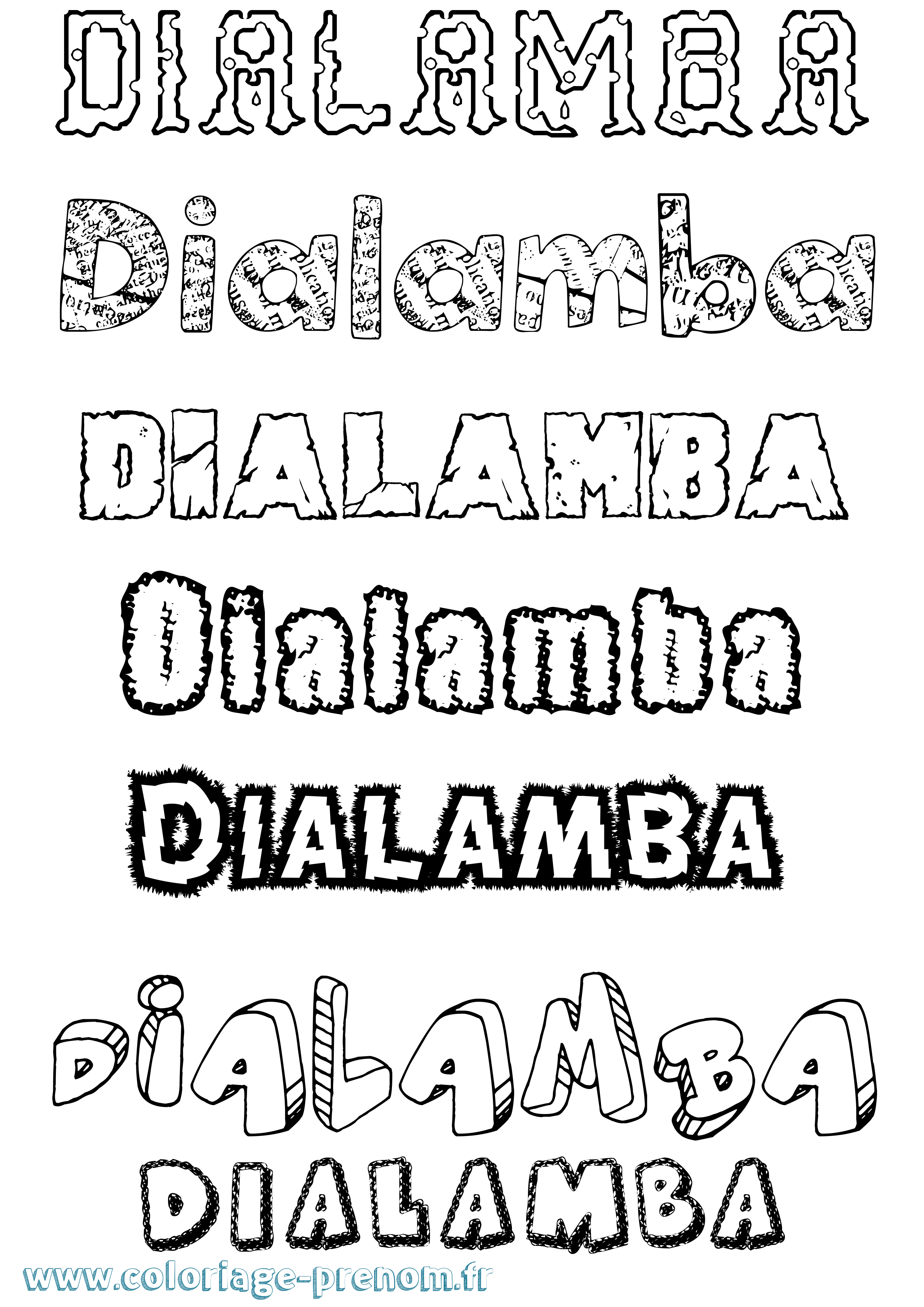 Coloriage Dialamba Destructuré Coloriage prénom Dialamba Destructuré