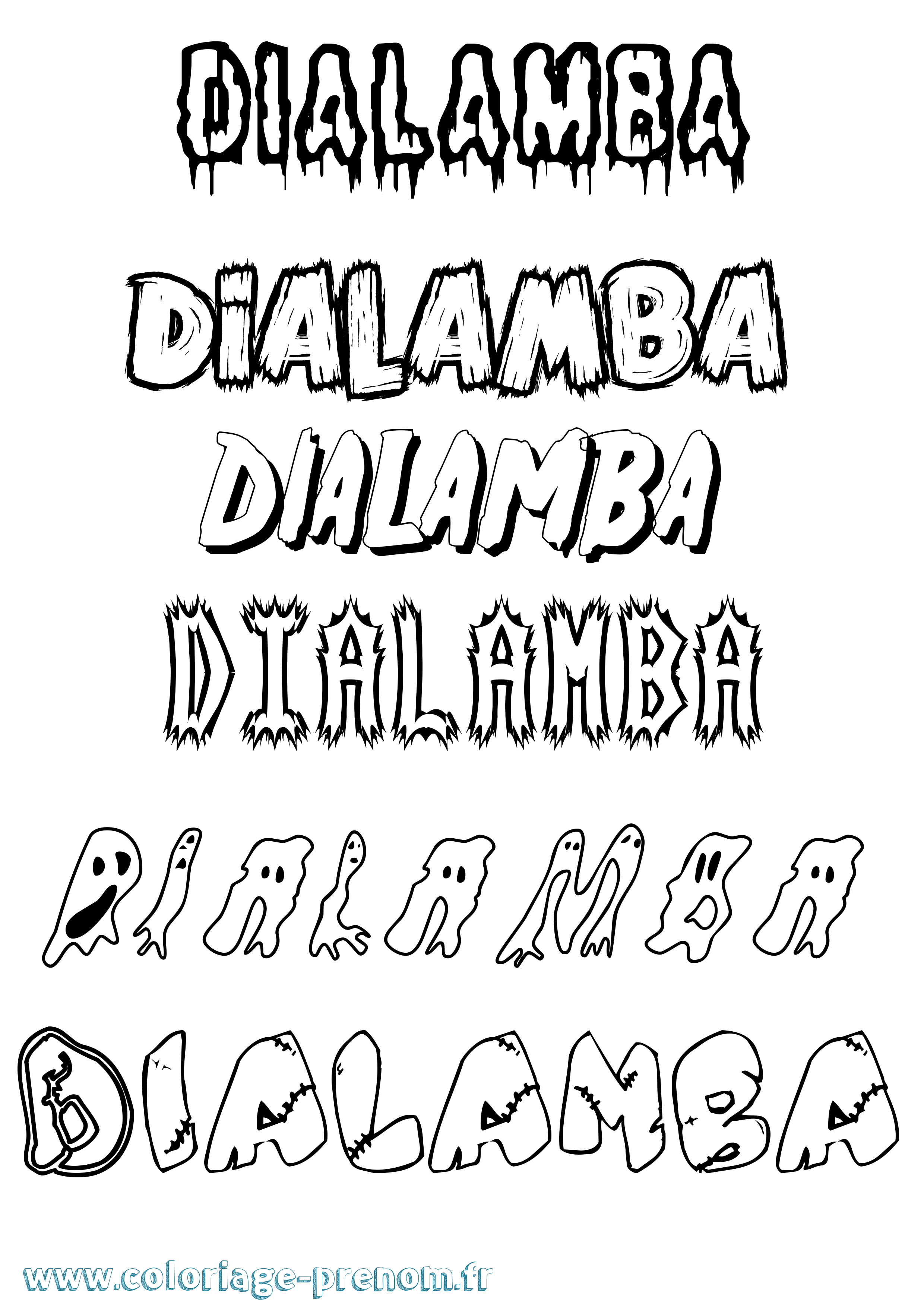 Coloriage Dialamba Frisson Coloriage prénom Dialamba Frisson