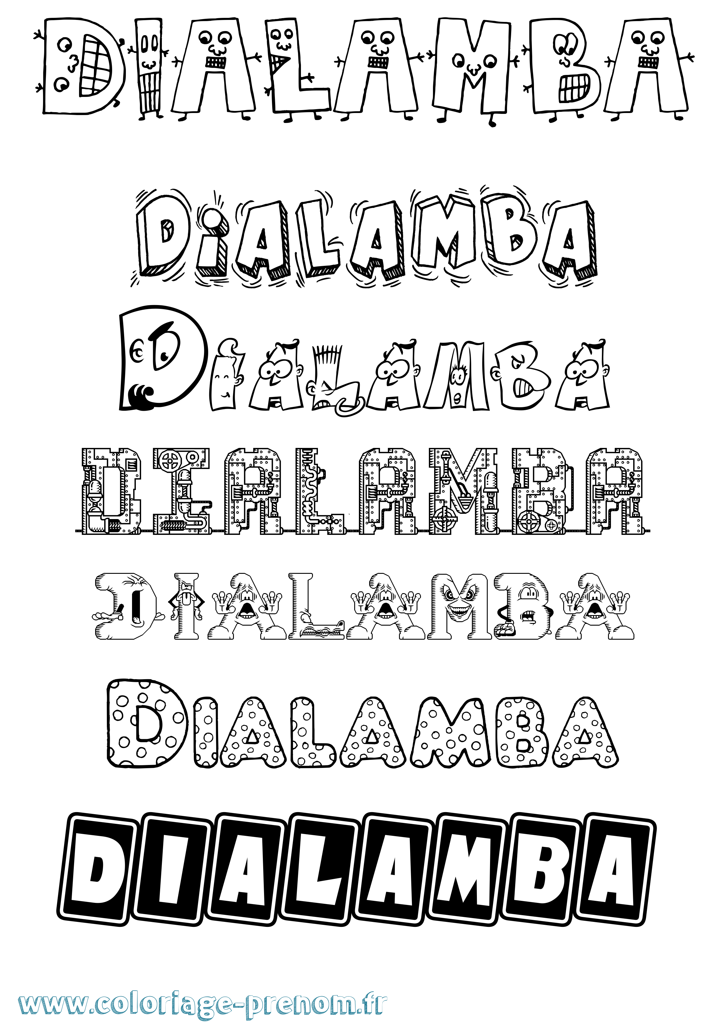 Coloriage Dialamba Fun Coloriage prénom Dialamba Fun