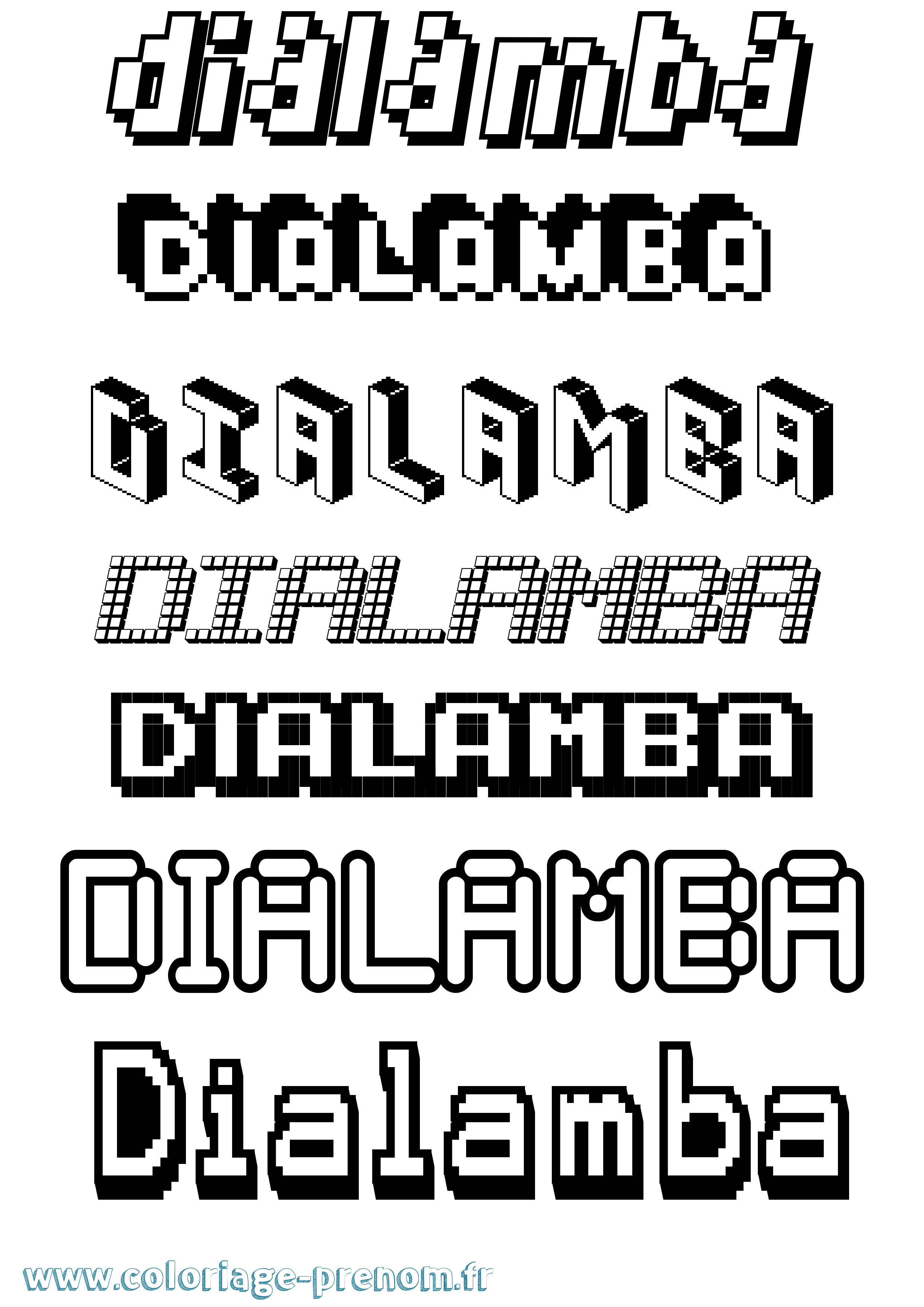 Coloriage Dialamba Pixel Coloriage prénom Dialamba Pixel