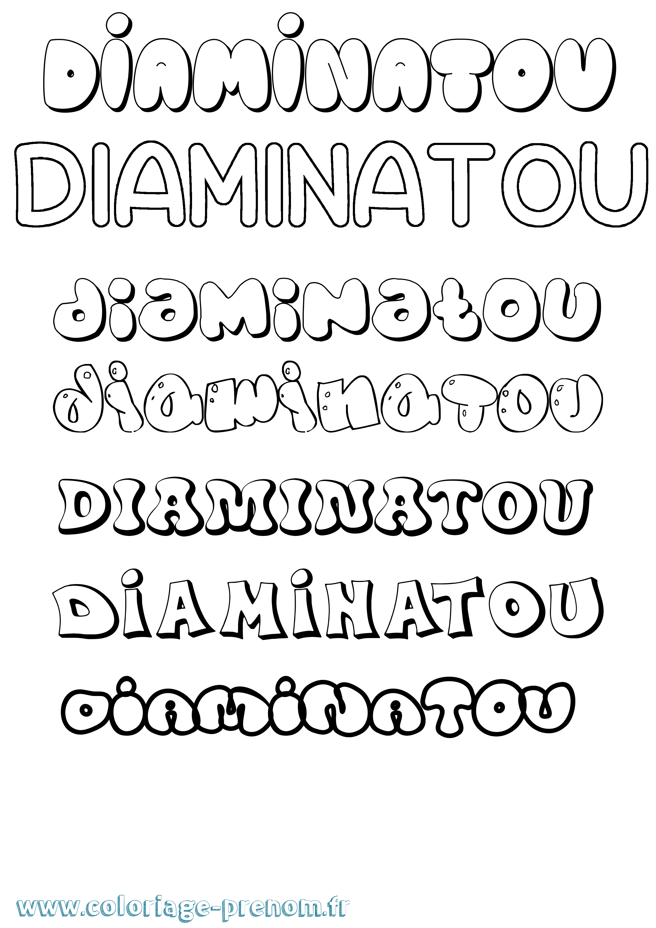 Coloriage Diaminatou Bubble Coloriage prénom Diaminatou Bubble