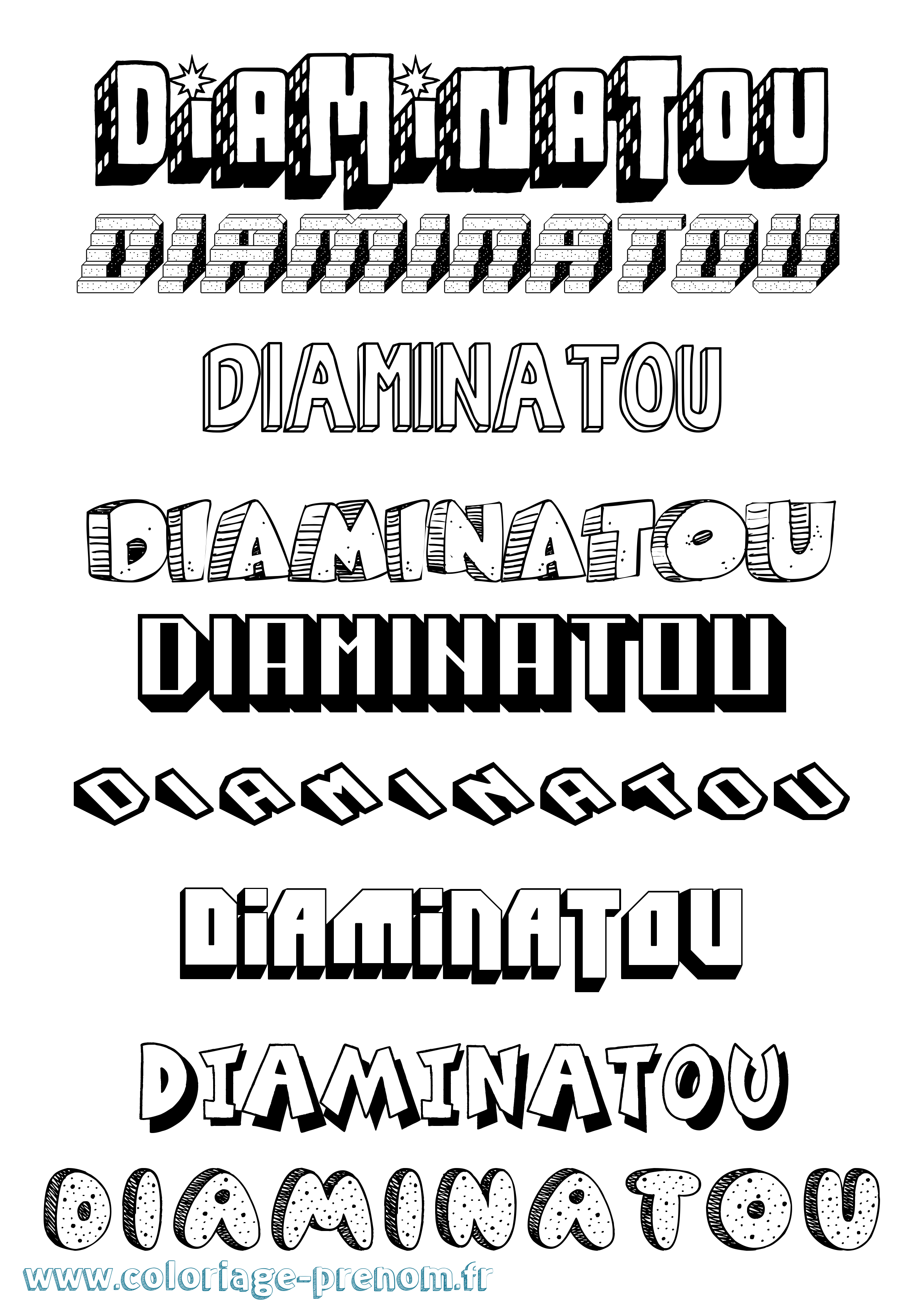 Coloriage Diaminatou Effet 3D Coloriage prénom Diaminatou Effet 3D