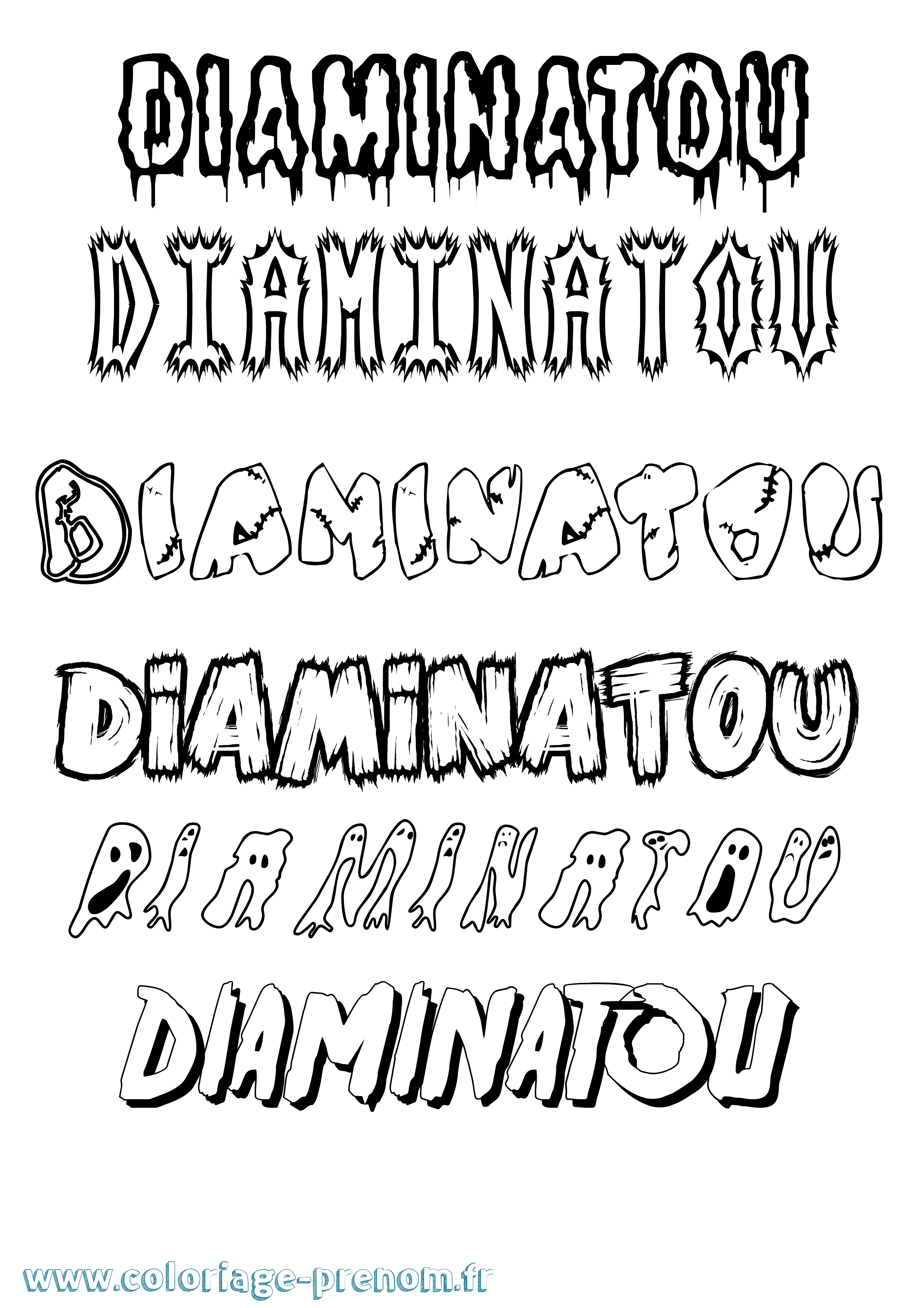 Coloriage Diaminatou Frisson Coloriage prénom Diaminatou Frisson