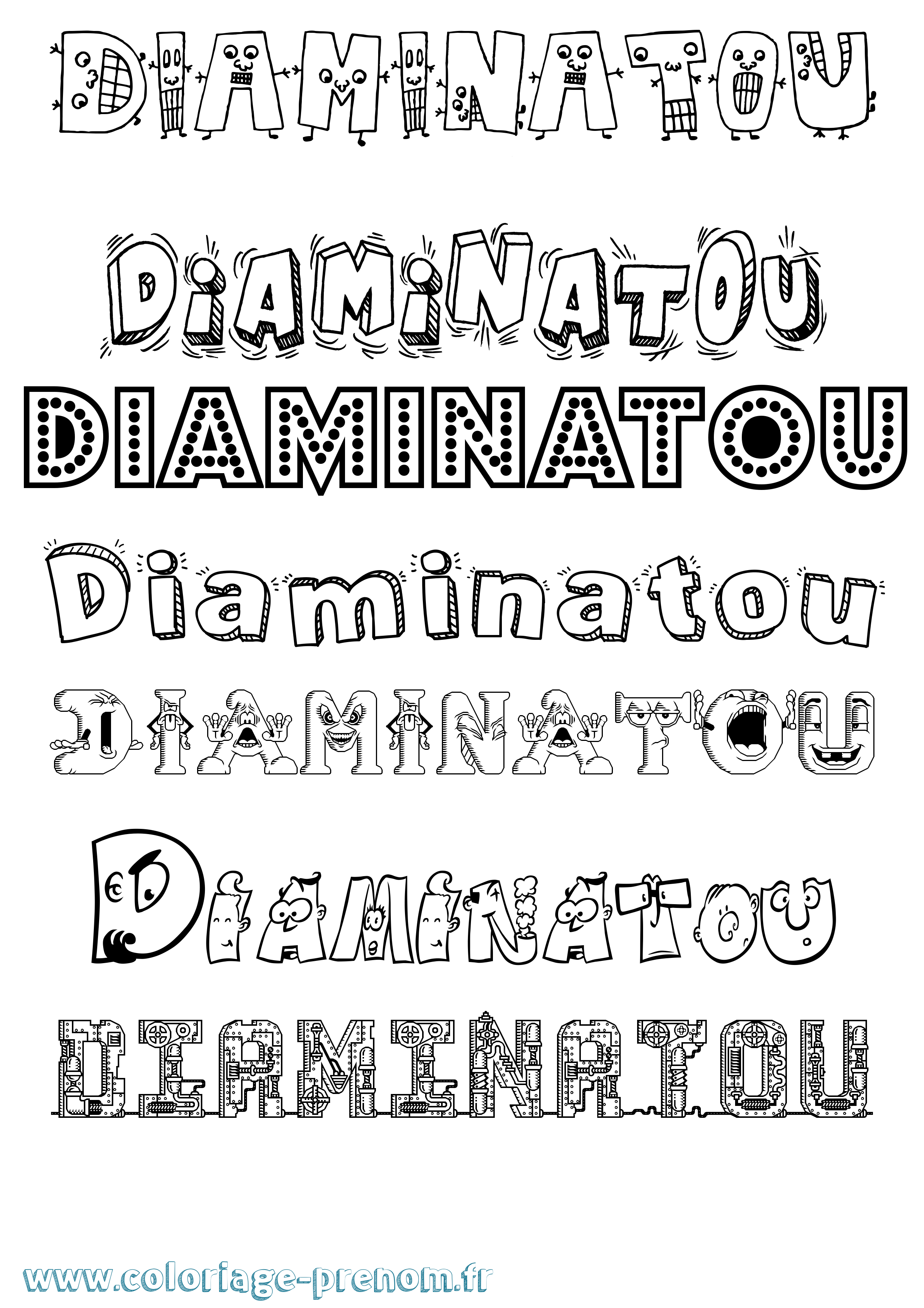 Coloriage Diaminatou Fun Coloriage prénom Diaminatou Fun