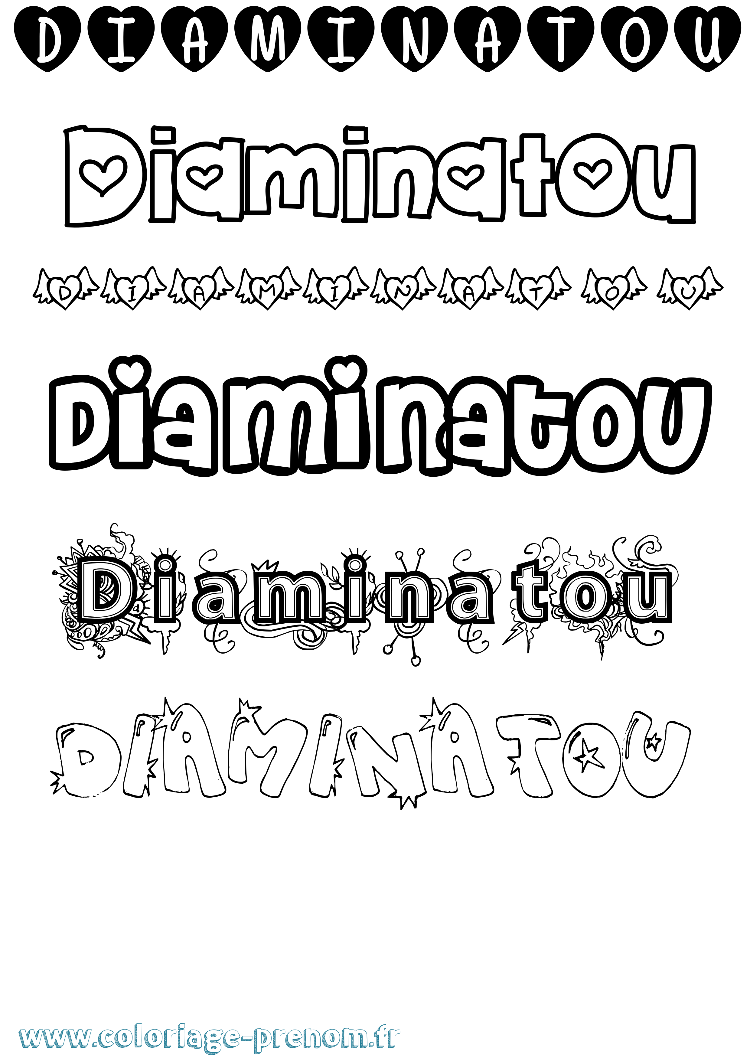 Coloriage Diaminatou Girly Coloriage prénom Diaminatou Girly