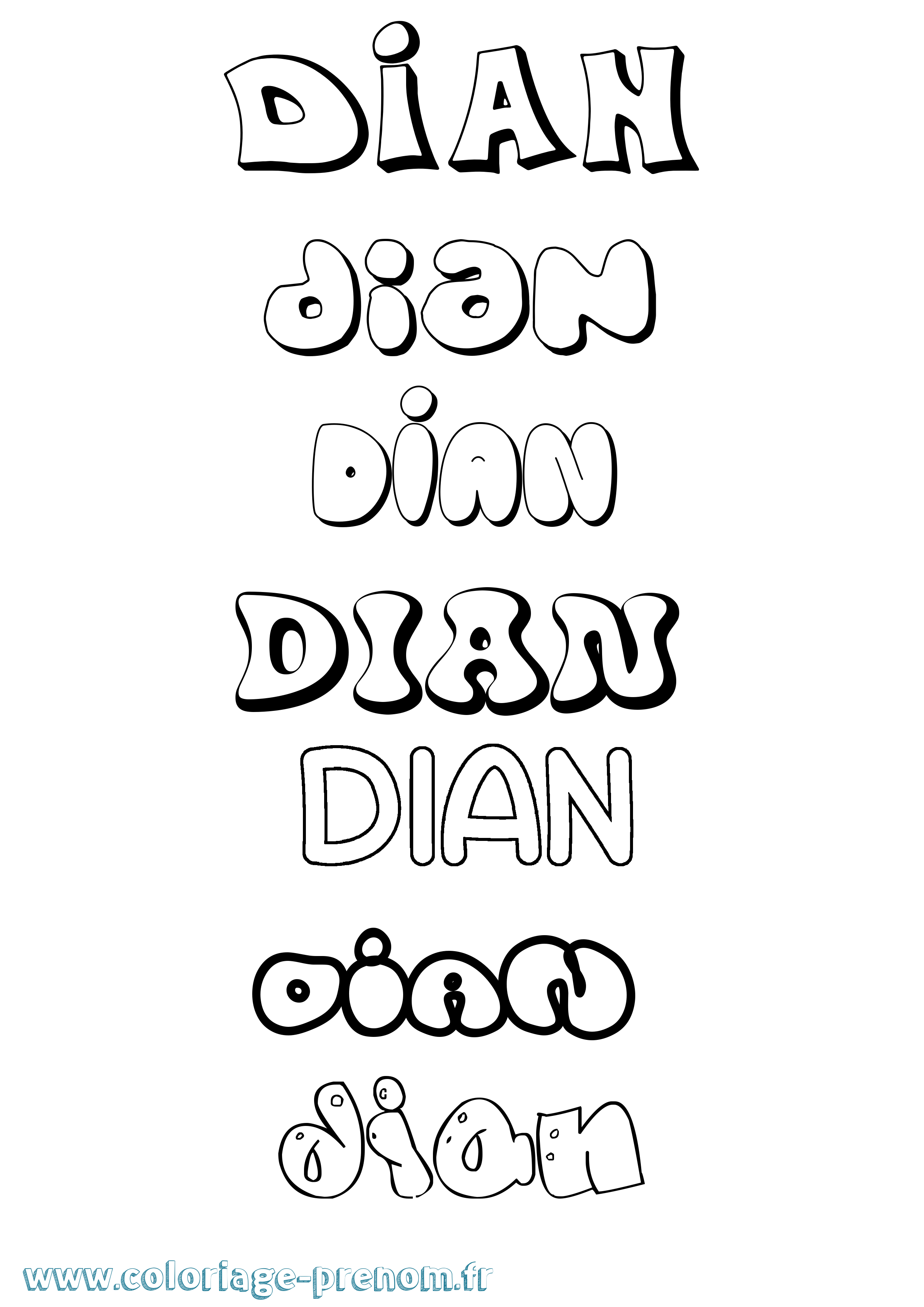 Coloriage Dian Bubble Coloriage prénom Dian Bubble