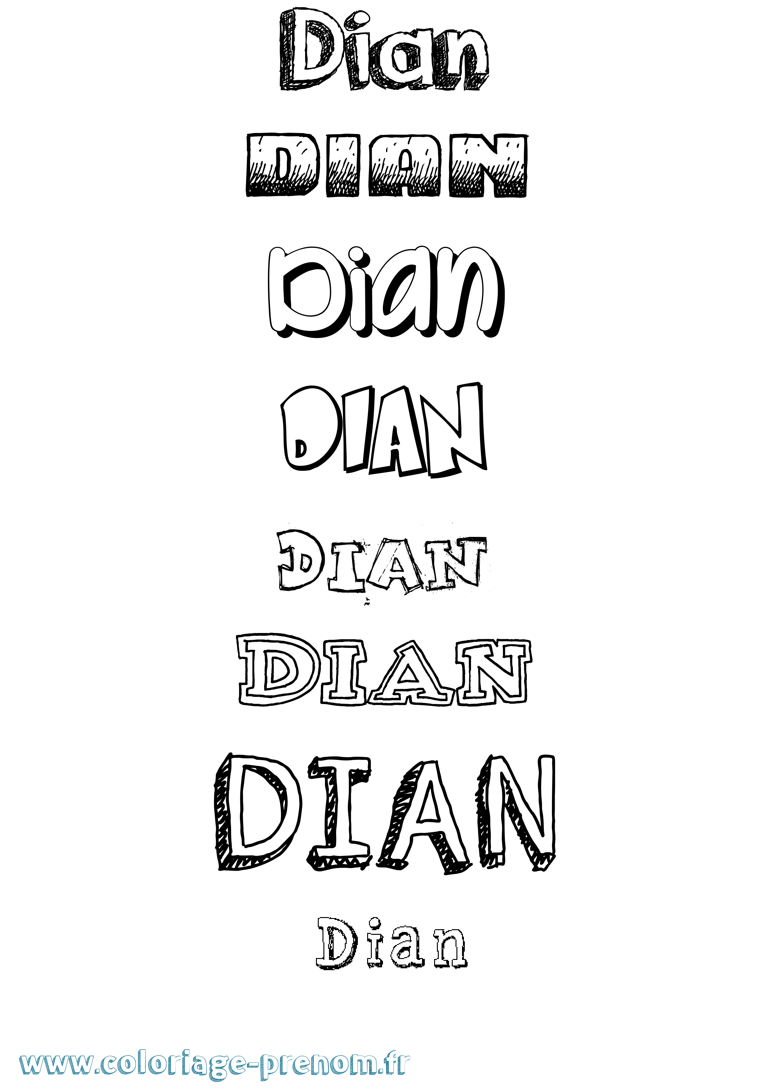 Coloriage Dian Dessiné Coloriage prénom Dian Dessiné