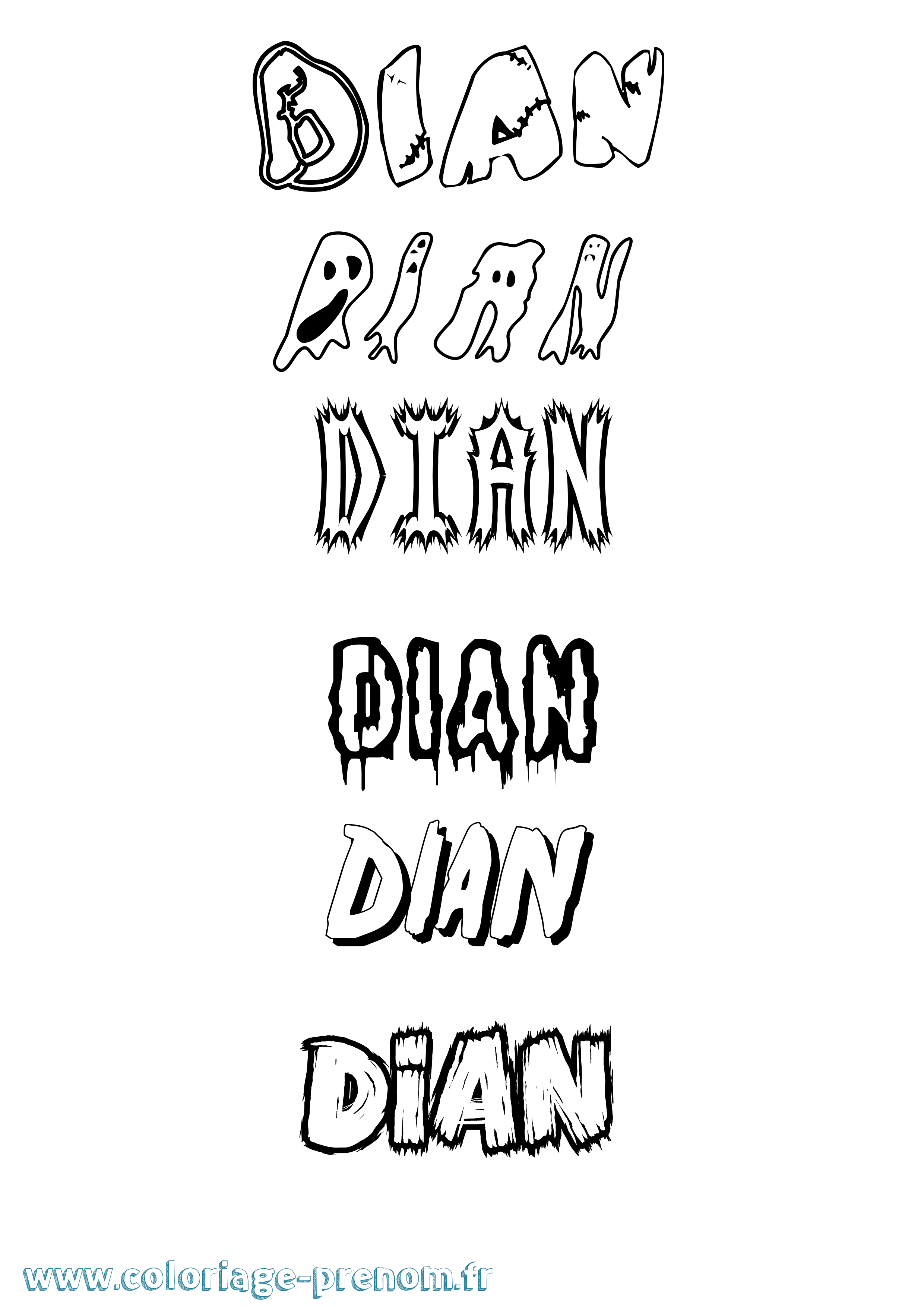 Coloriage Dian Frisson Coloriage prénom Dian Frisson
