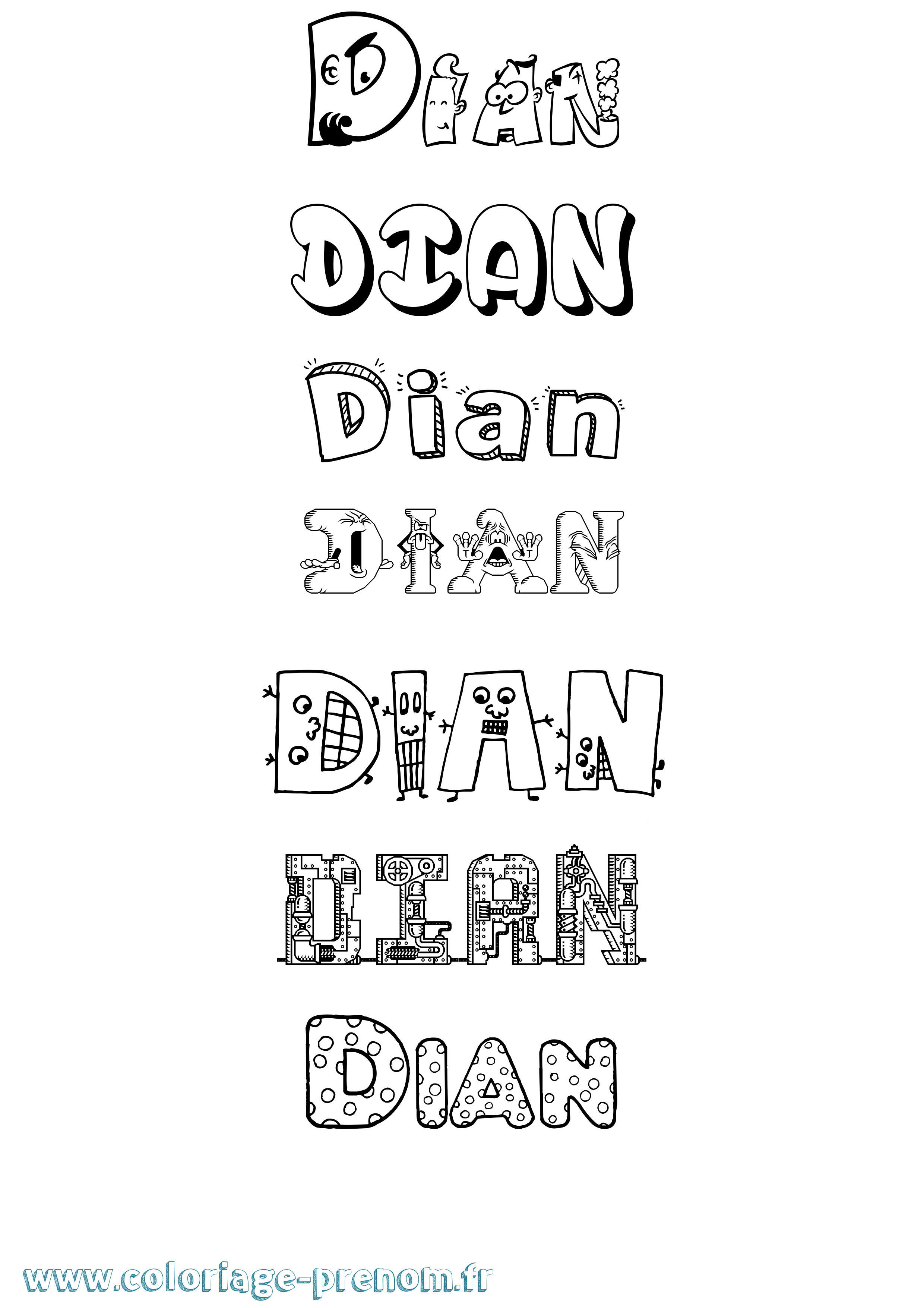 Coloriage Dian Fun Coloriage prénom Dian Fun