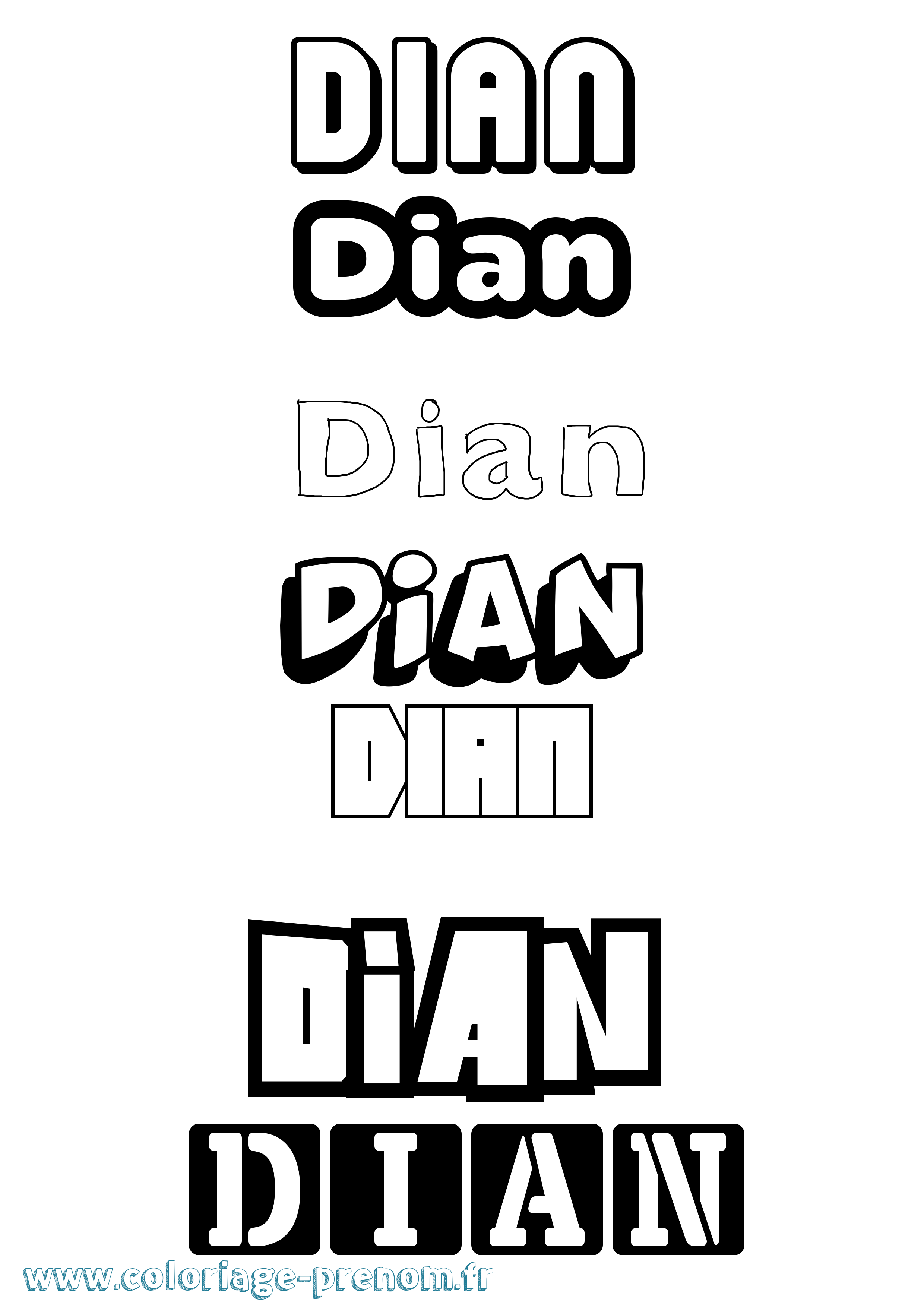 Coloriage Dian Simple Coloriage prénom Dian Simple