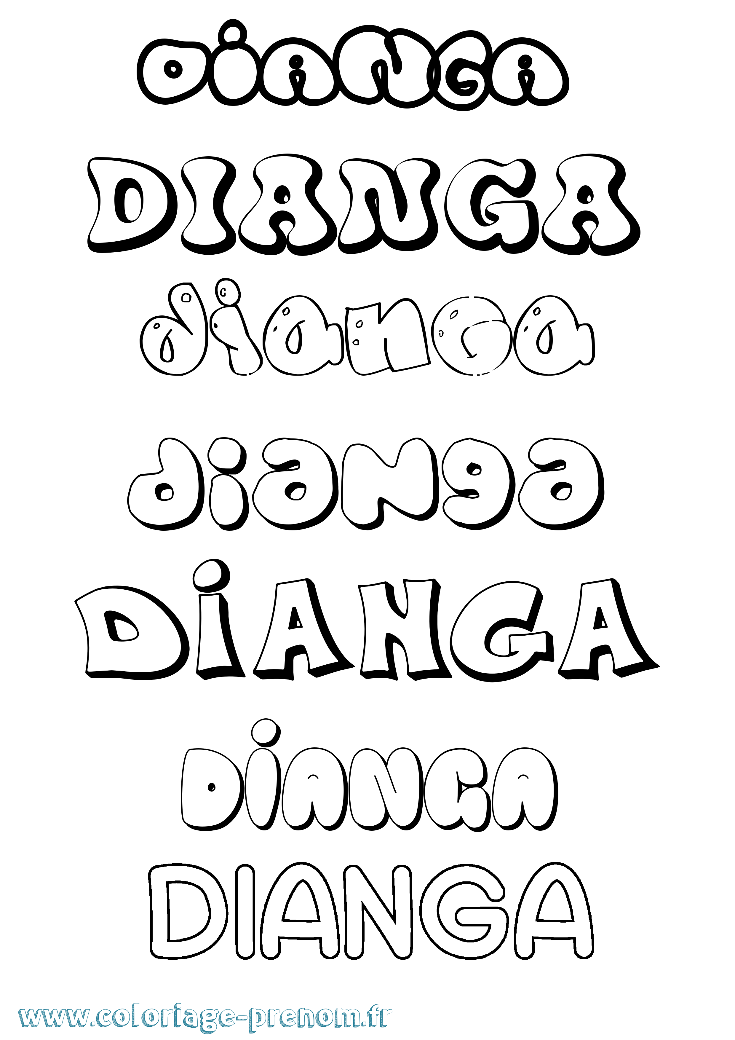 Coloriage Dianga Bubble Coloriage prénom Dianga Bubble