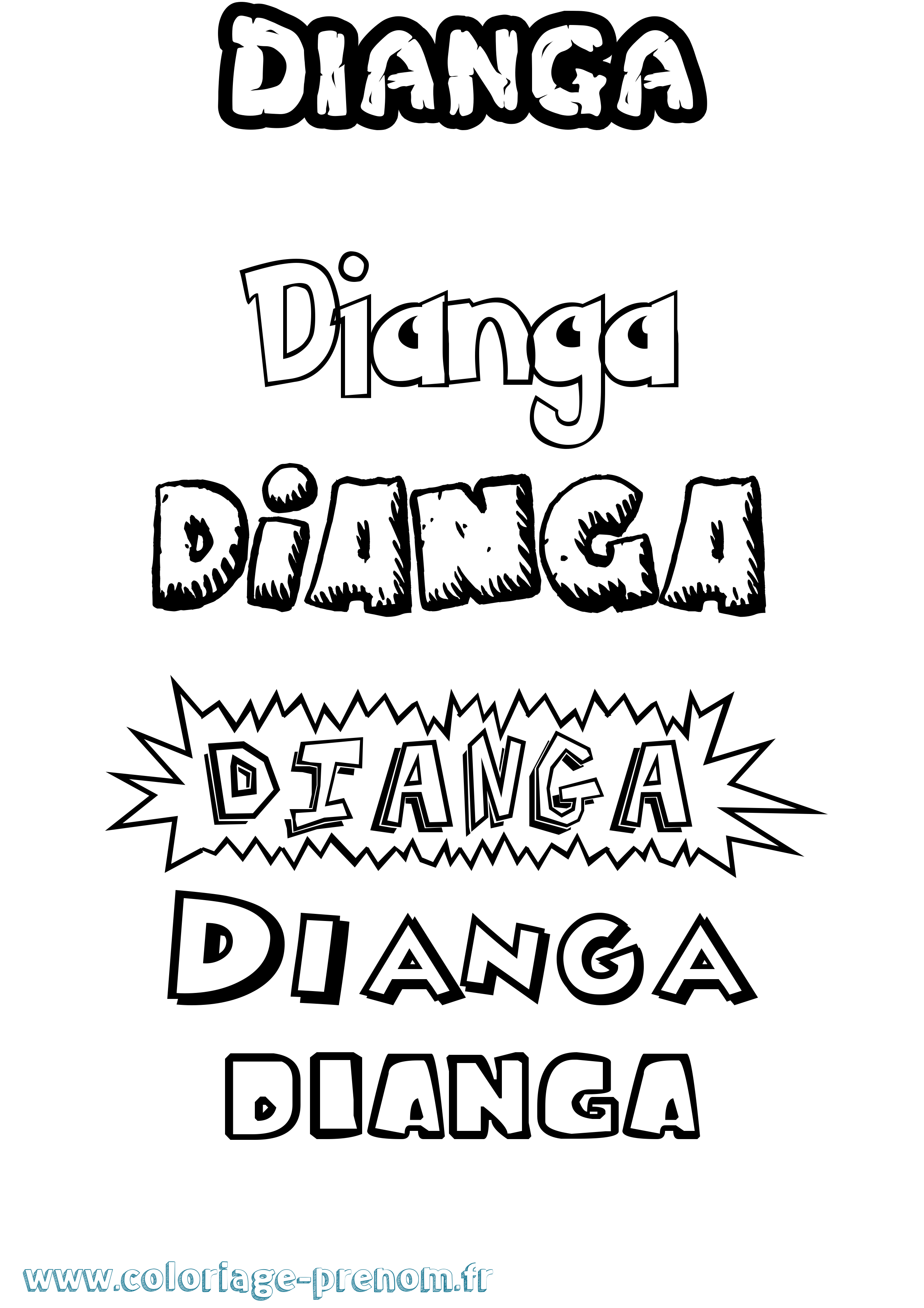 Coloriage Dianga Dessin Animé Coloriage prénom Dianga Dessin Animé