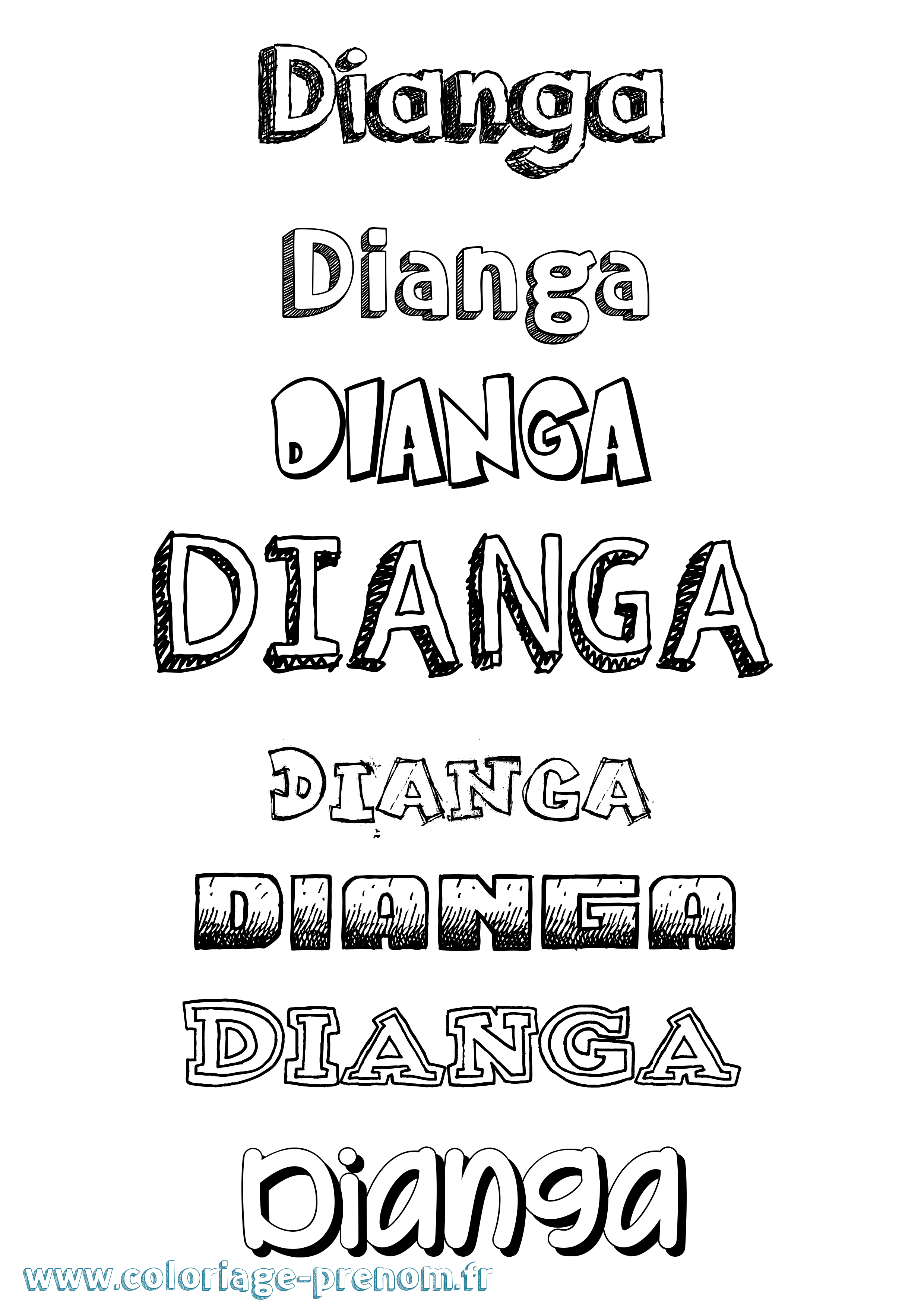 Coloriage Dianga Dessiné Coloriage prénom Dianga Dessiné