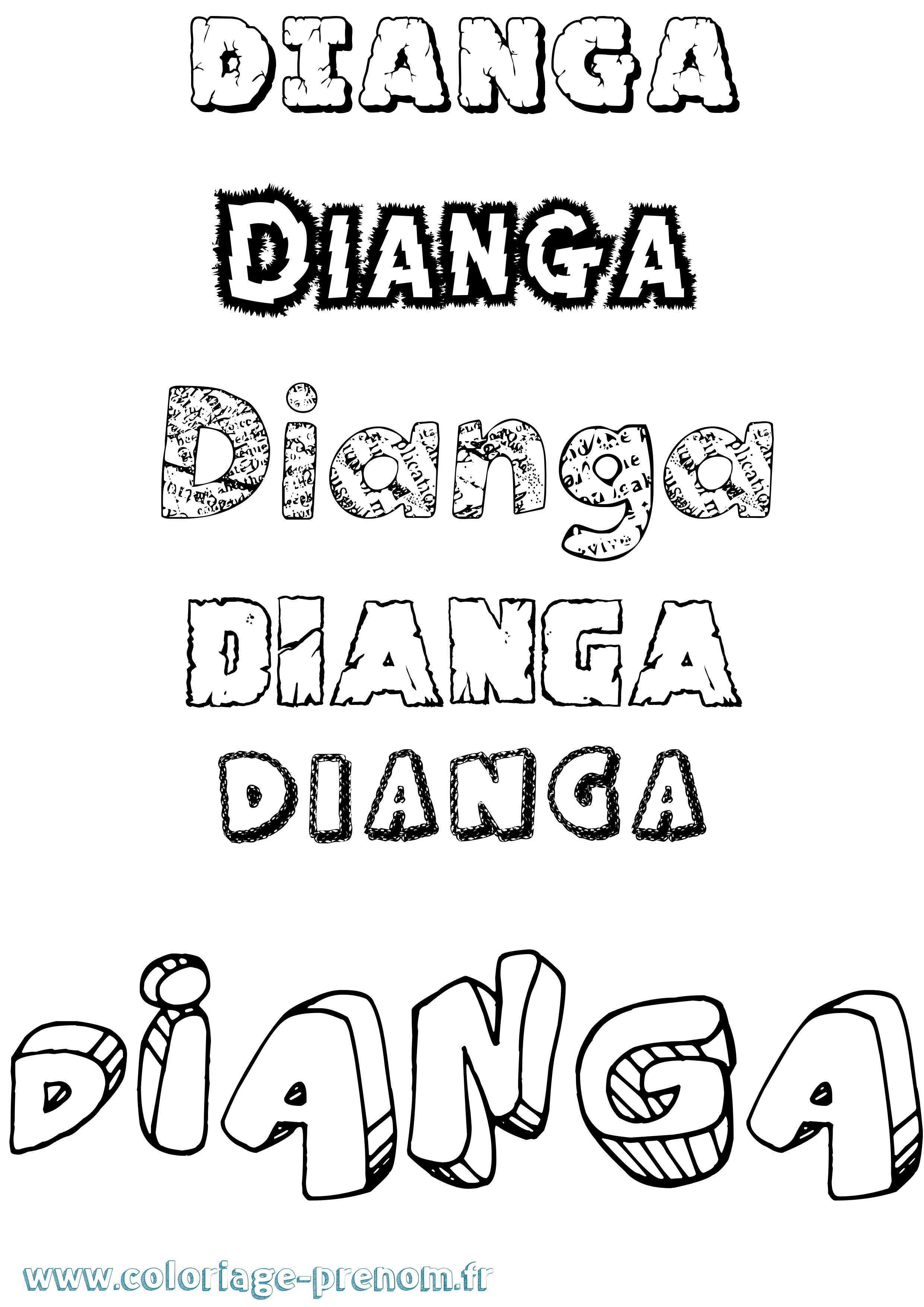 Coloriage Dianga Destructuré Coloriage prénom Dianga Destructuré