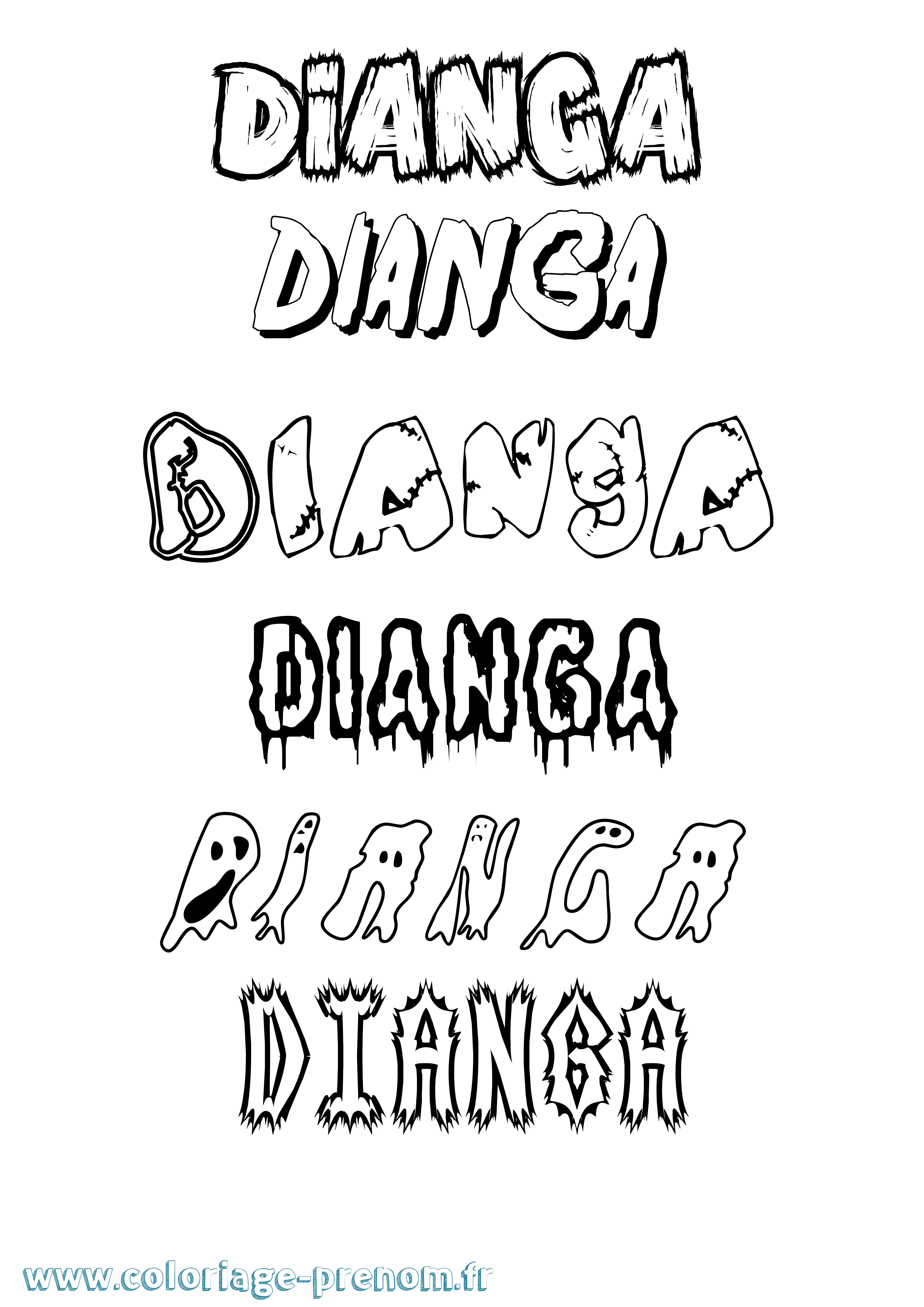 Coloriage Dianga Frisson Coloriage prénom Dianga Frisson